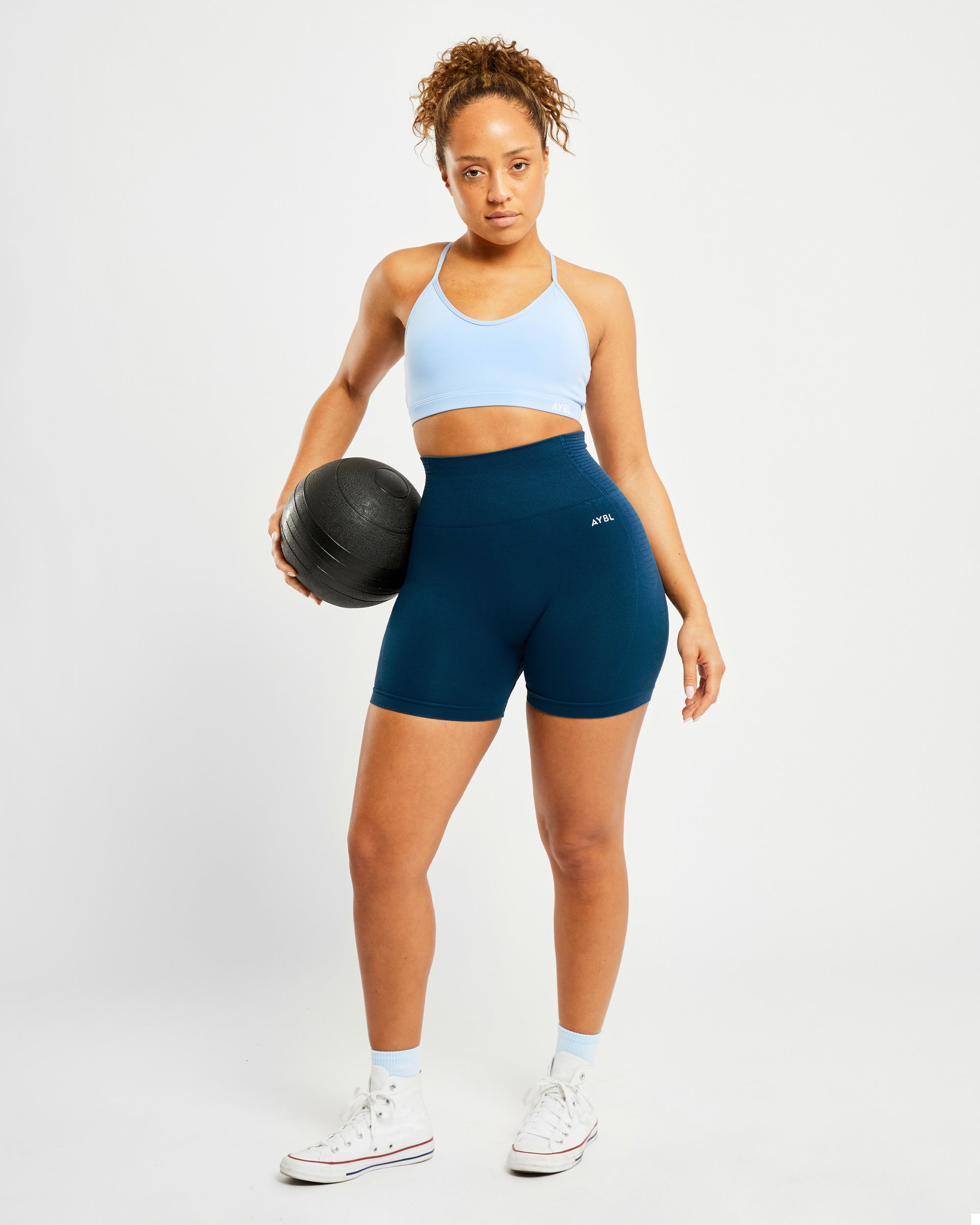 Essential V Neck Sports Bra - Powder Blue