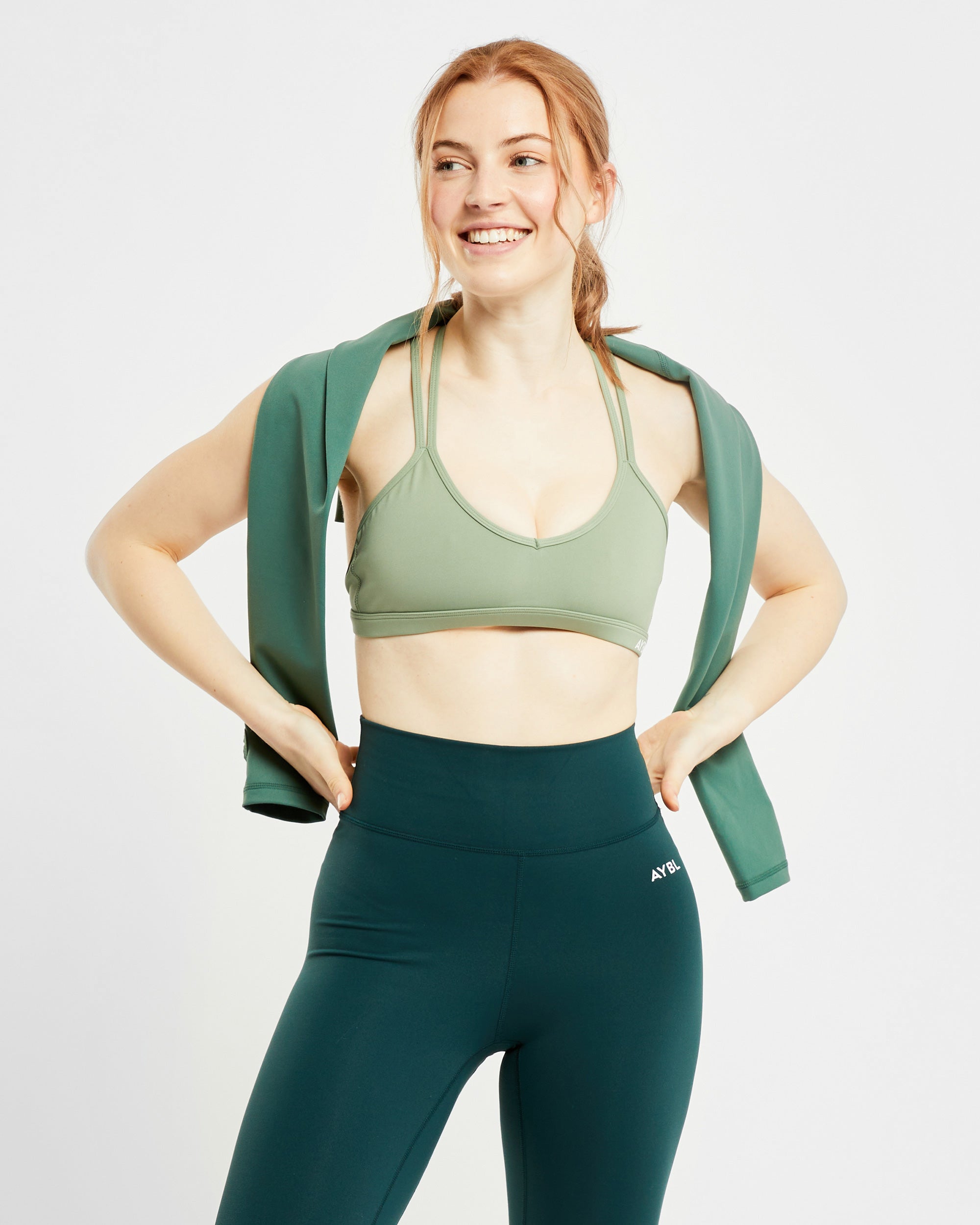 Essential Strappy Sports Bra - Olive Green