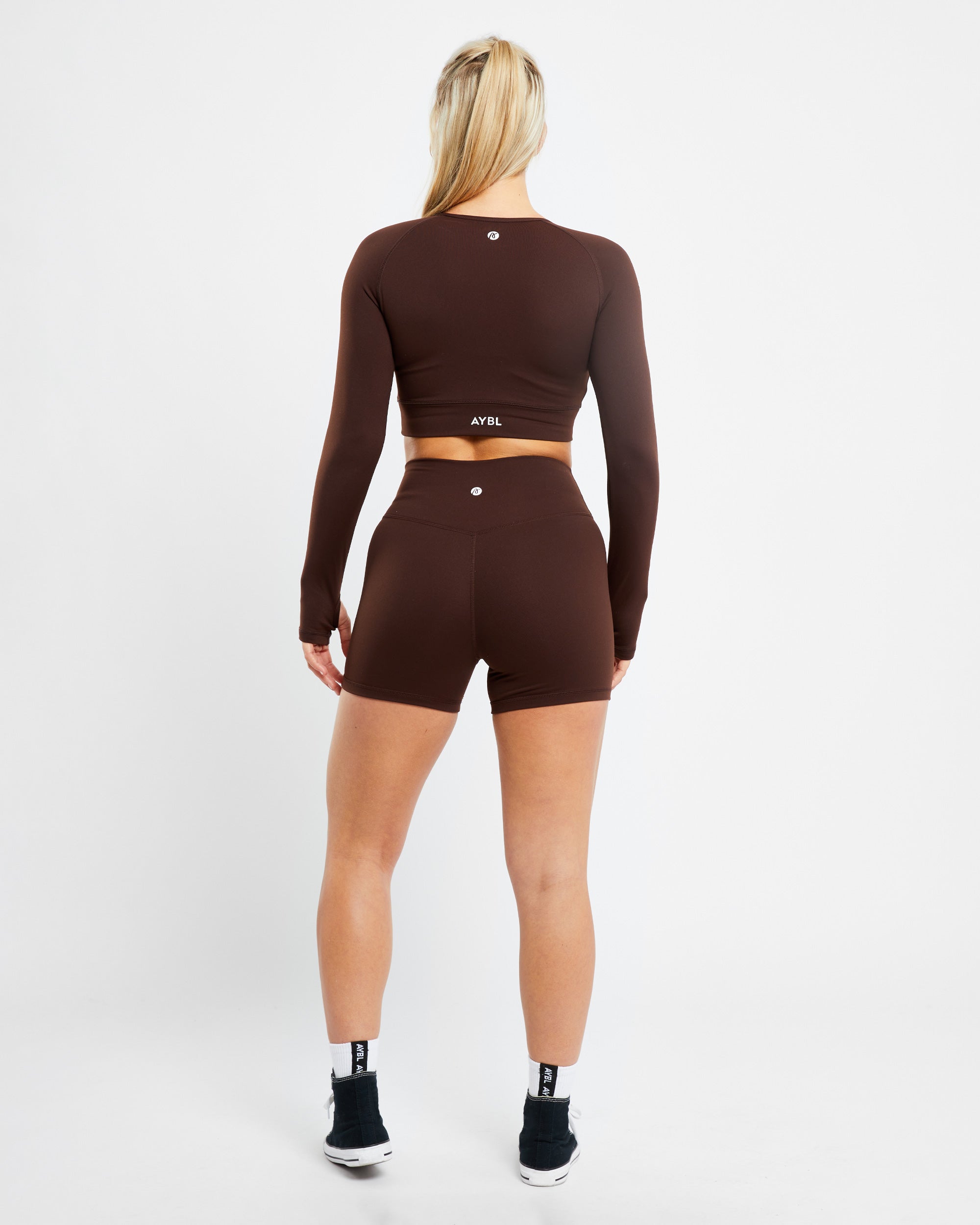 Core Long Sleeve Crop Top - Chocolate Brown