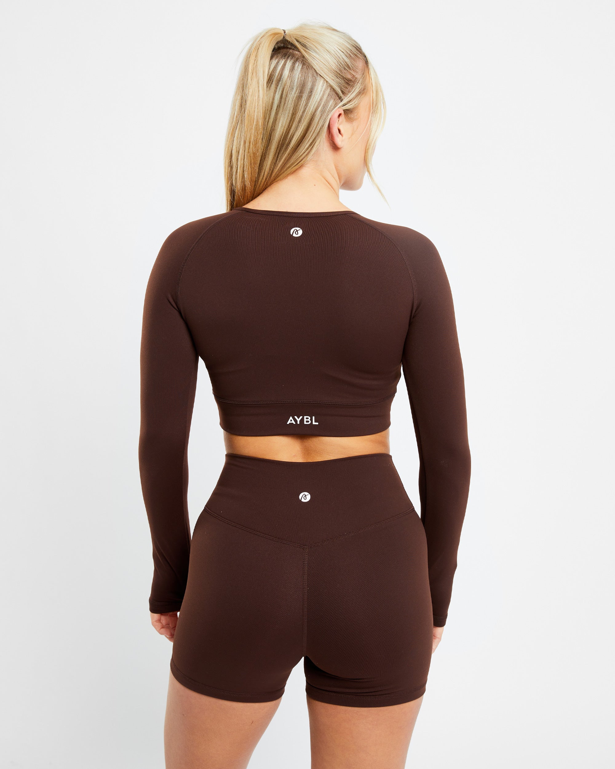 Core Long Sleeve Crop Top - Chocolate Brown