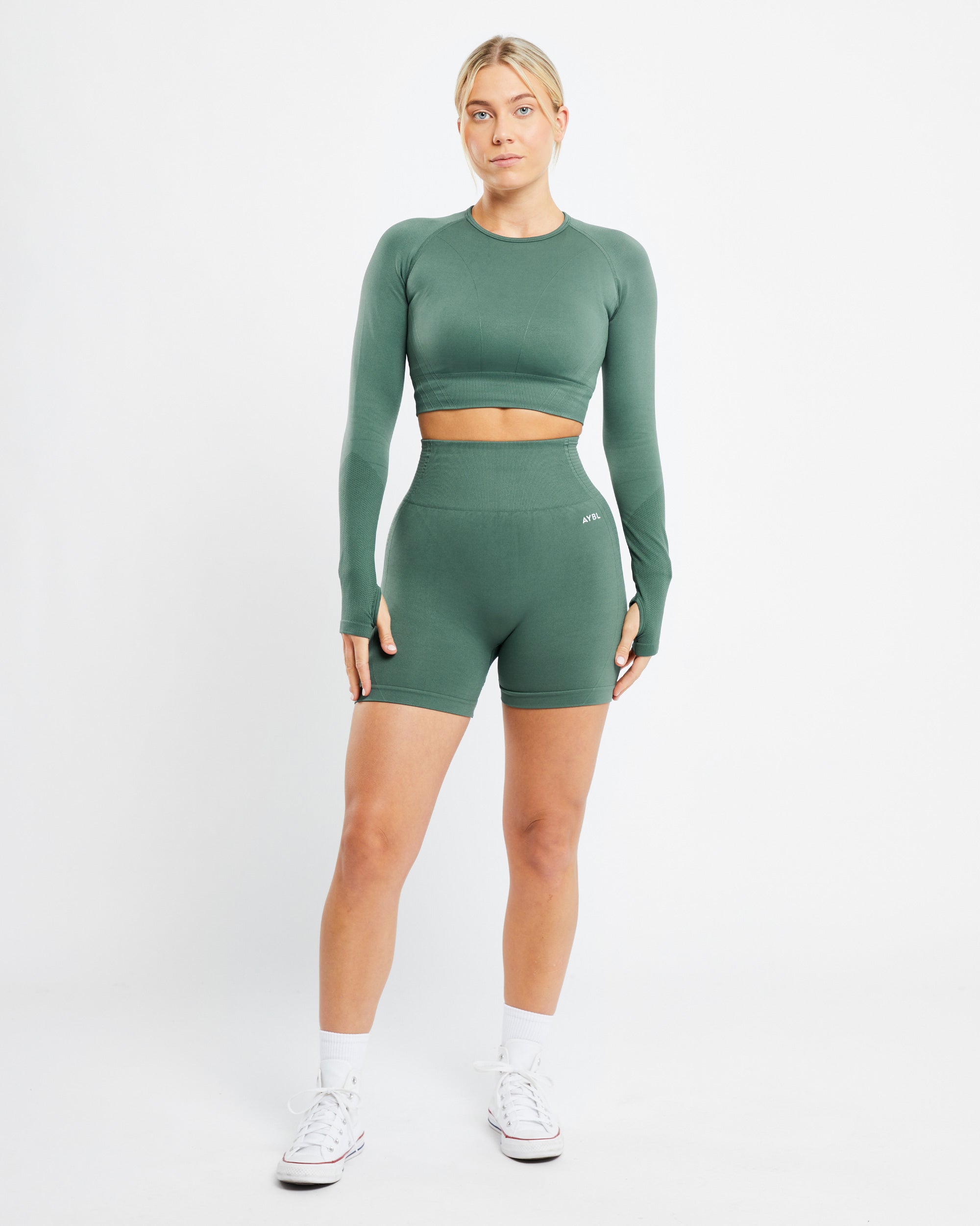 Balance V2 Seamless Long Sleeve Crop Top - Green