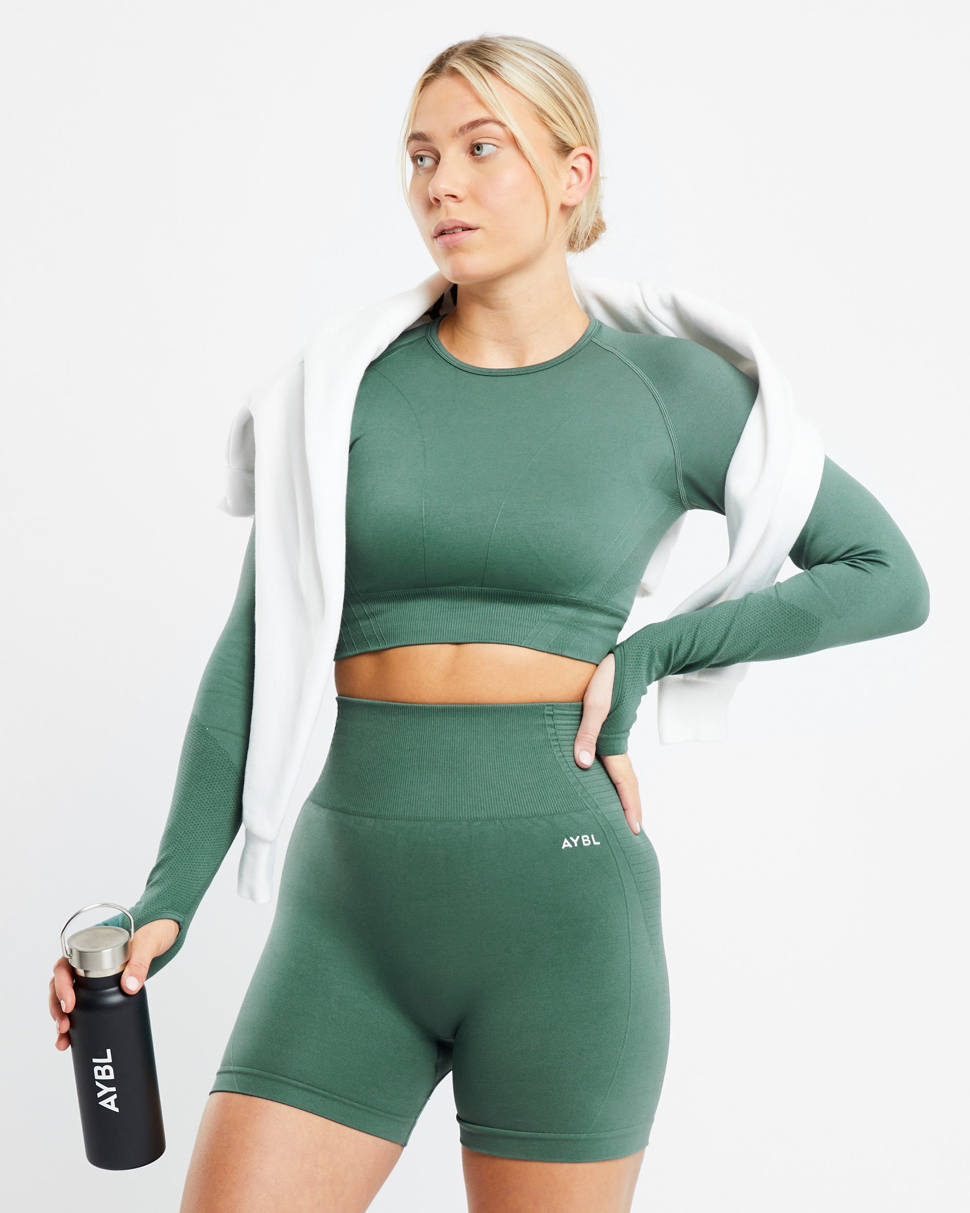 Balance V2 Seamless Long Sleeve Crop Top - Green