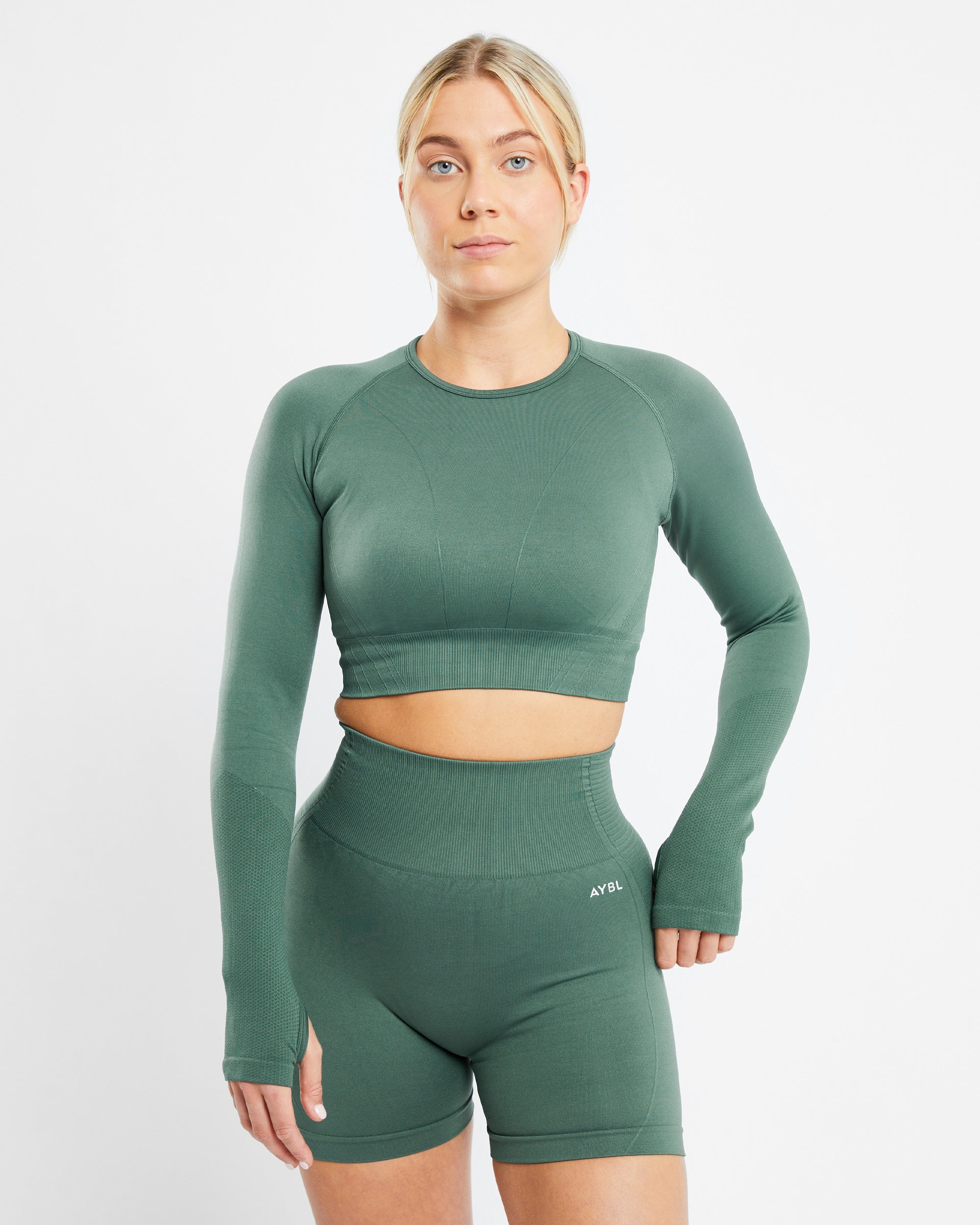 Balance V2 Seamless Long Sleeve Crop Top - Green