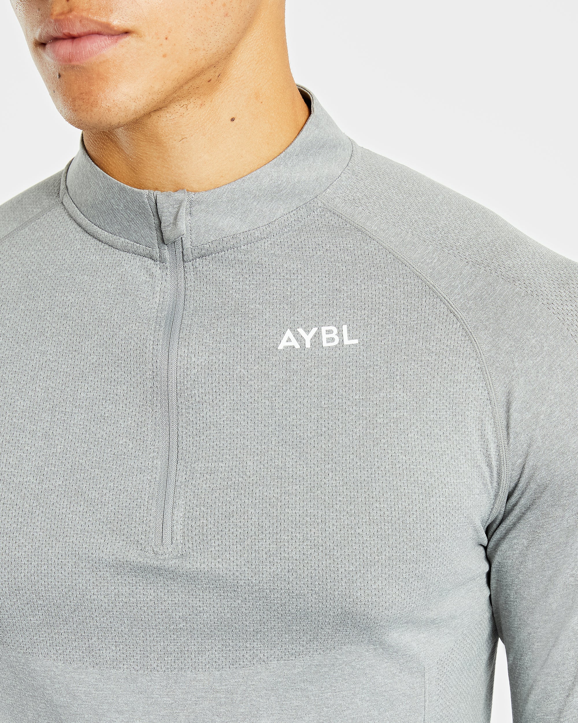 Essential Seamless 1/4 Zip Pullover - Grey Marl