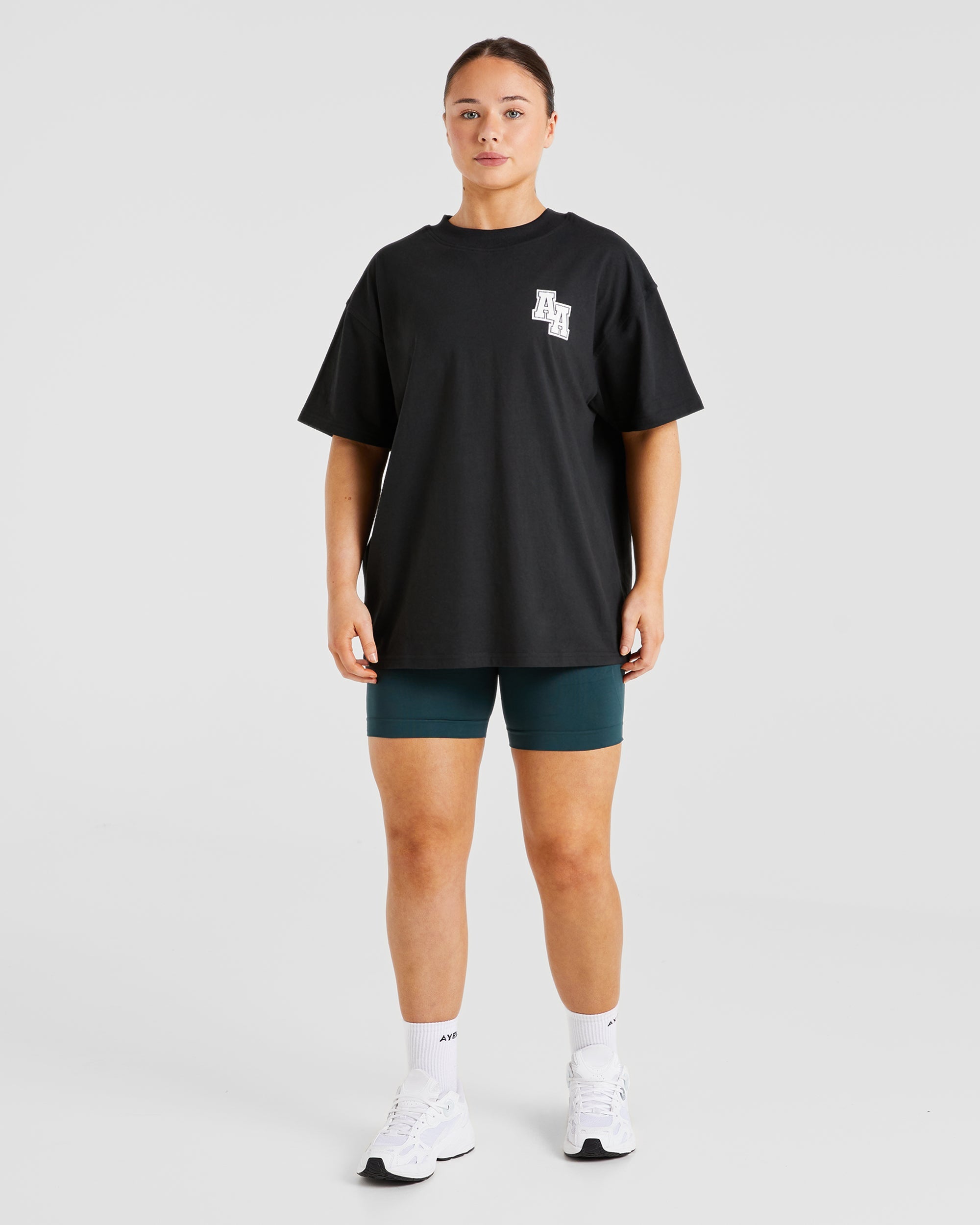 Athletics Slogan Oversized T Shirt - Black