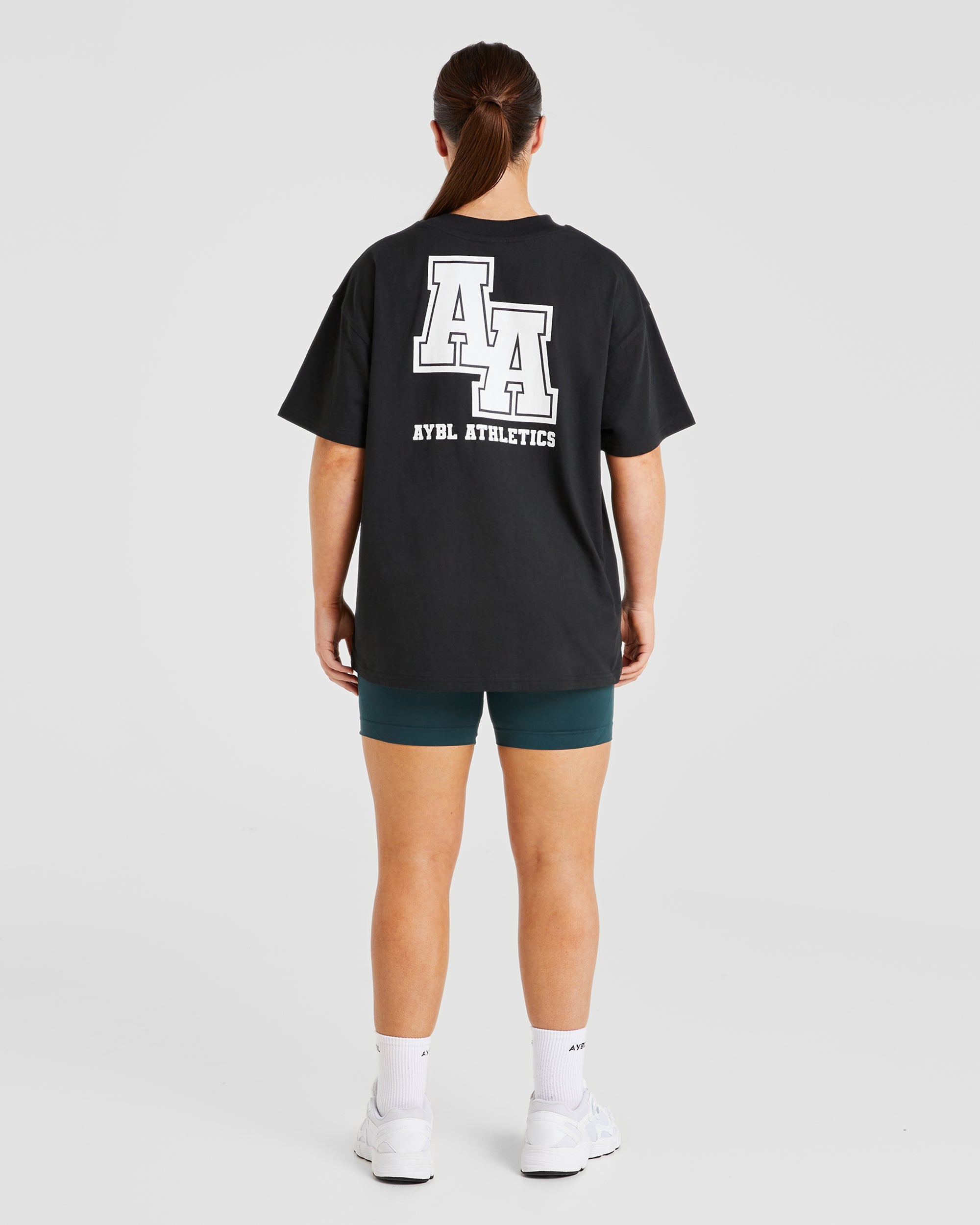 Athletics Slogan Oversized T Shirt - Black