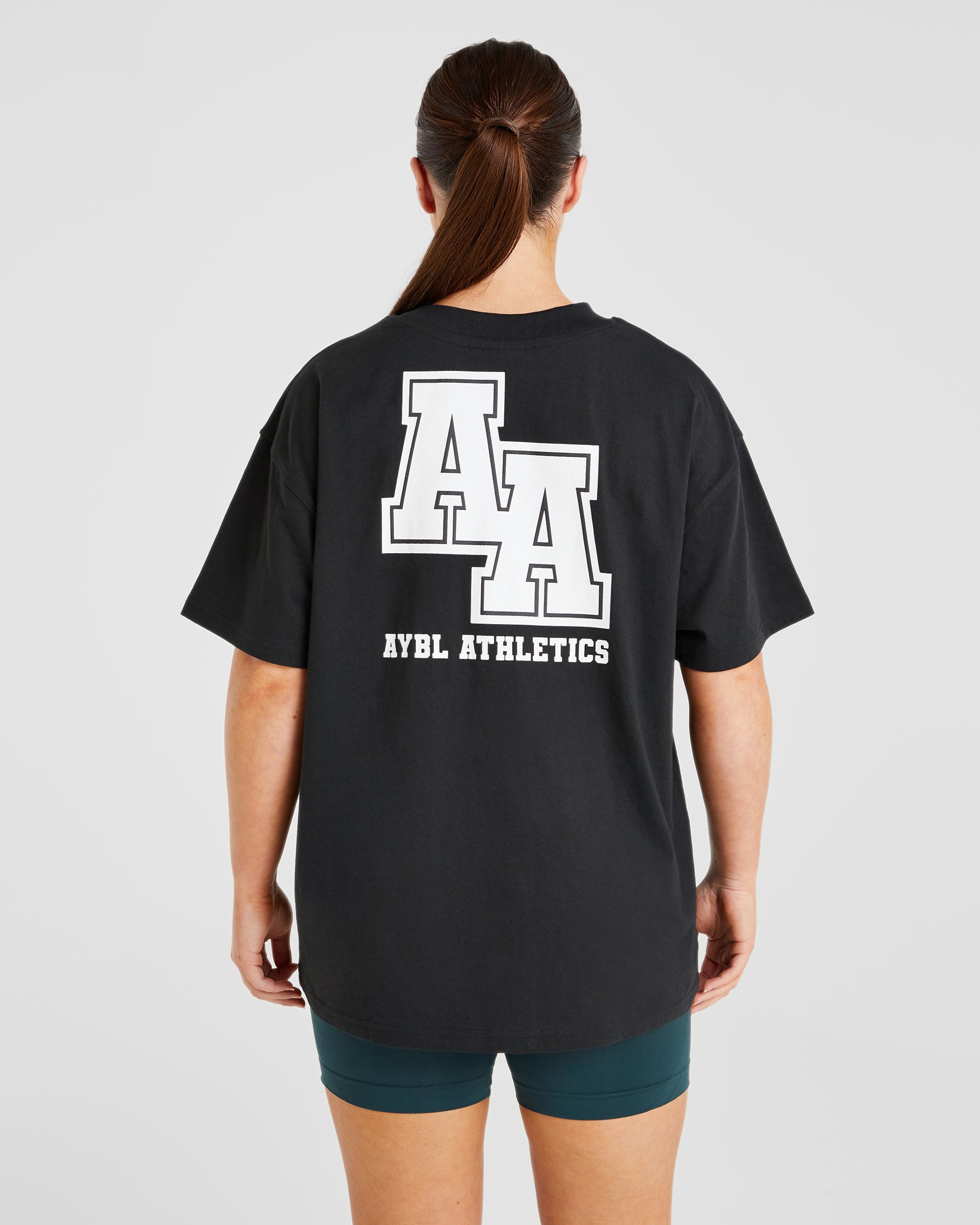 Athletics Slogan Oversized T Shirt - Black