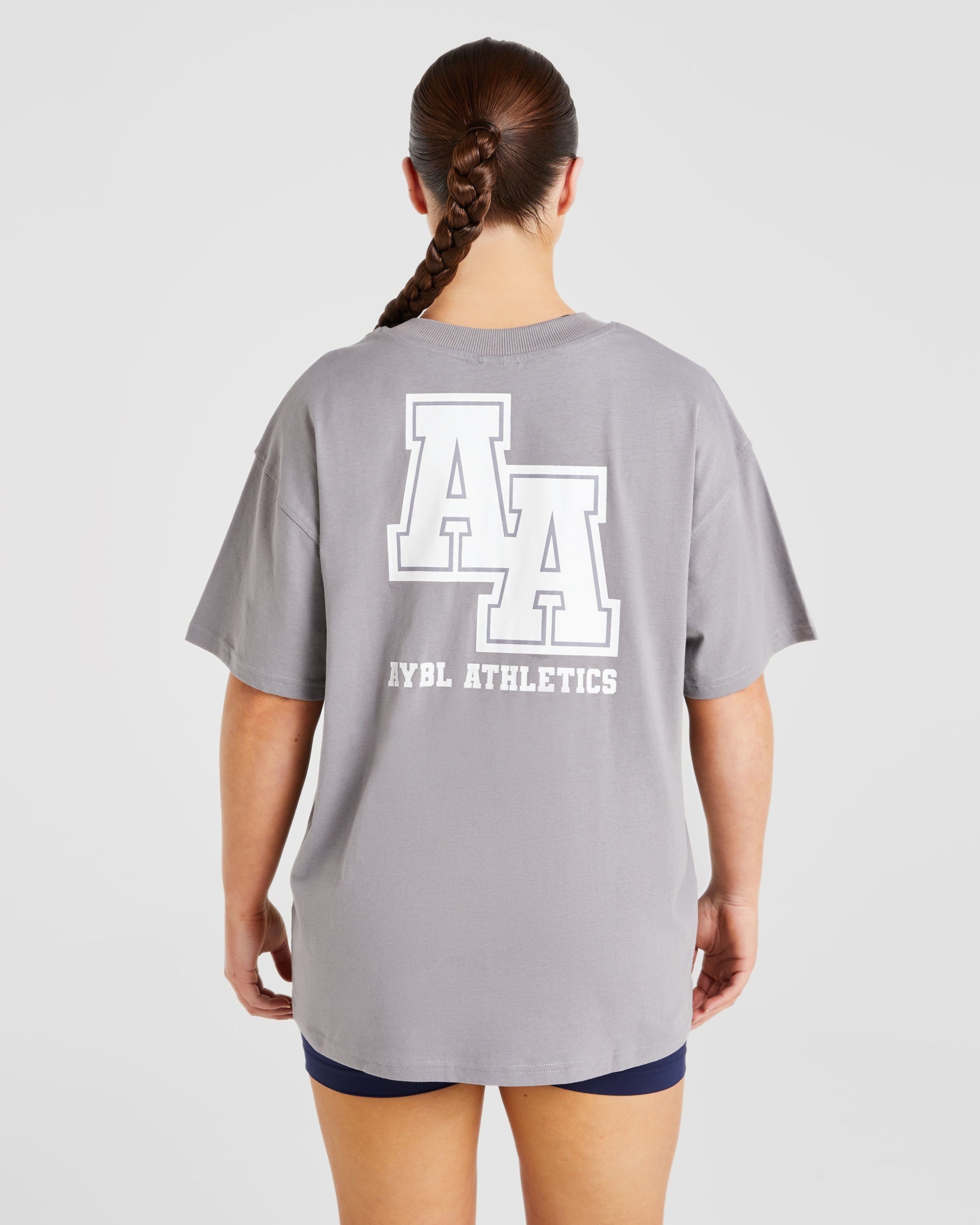 Athletics Slogan Oversized T Shirt - Grey