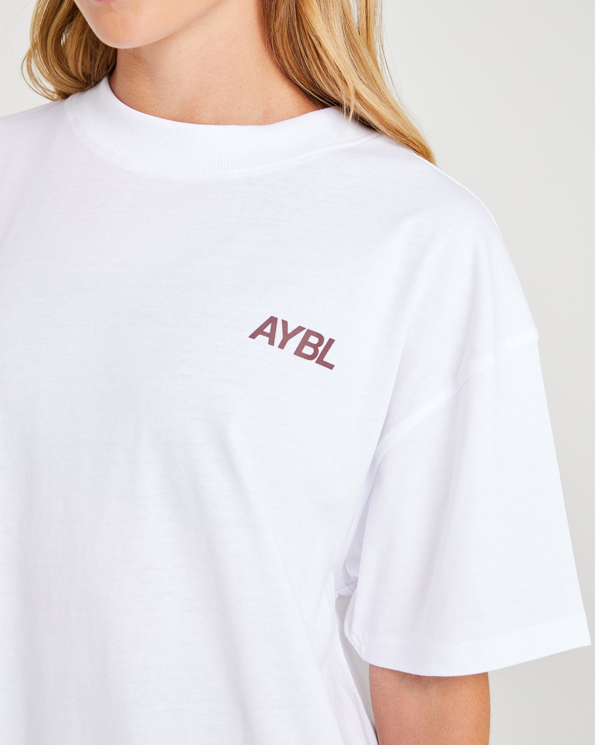 AYBL Sports Club Oversized T Shirt - White/Burgundy