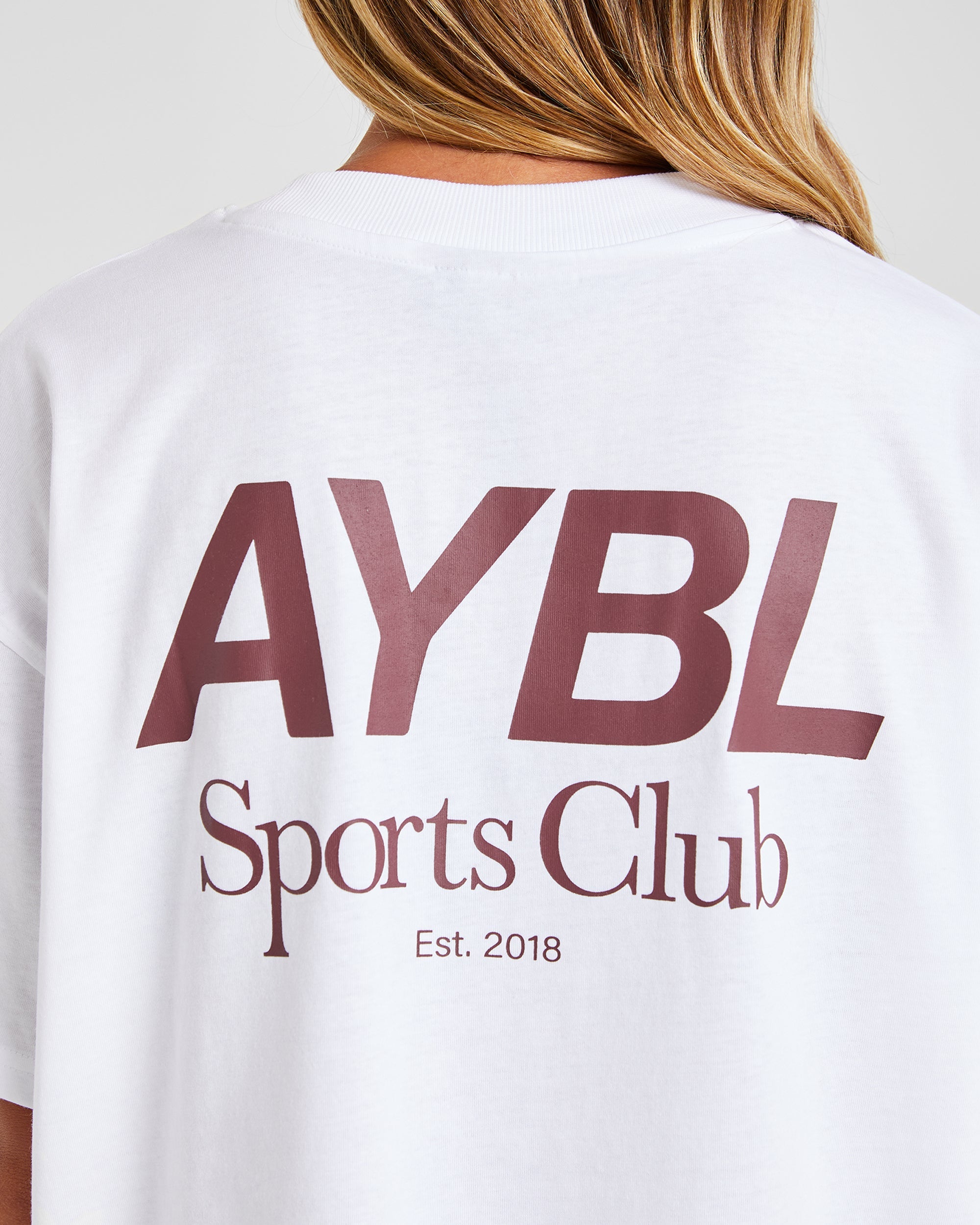 AYBL Sports Club Oversized T Shirt - White/Burgundy