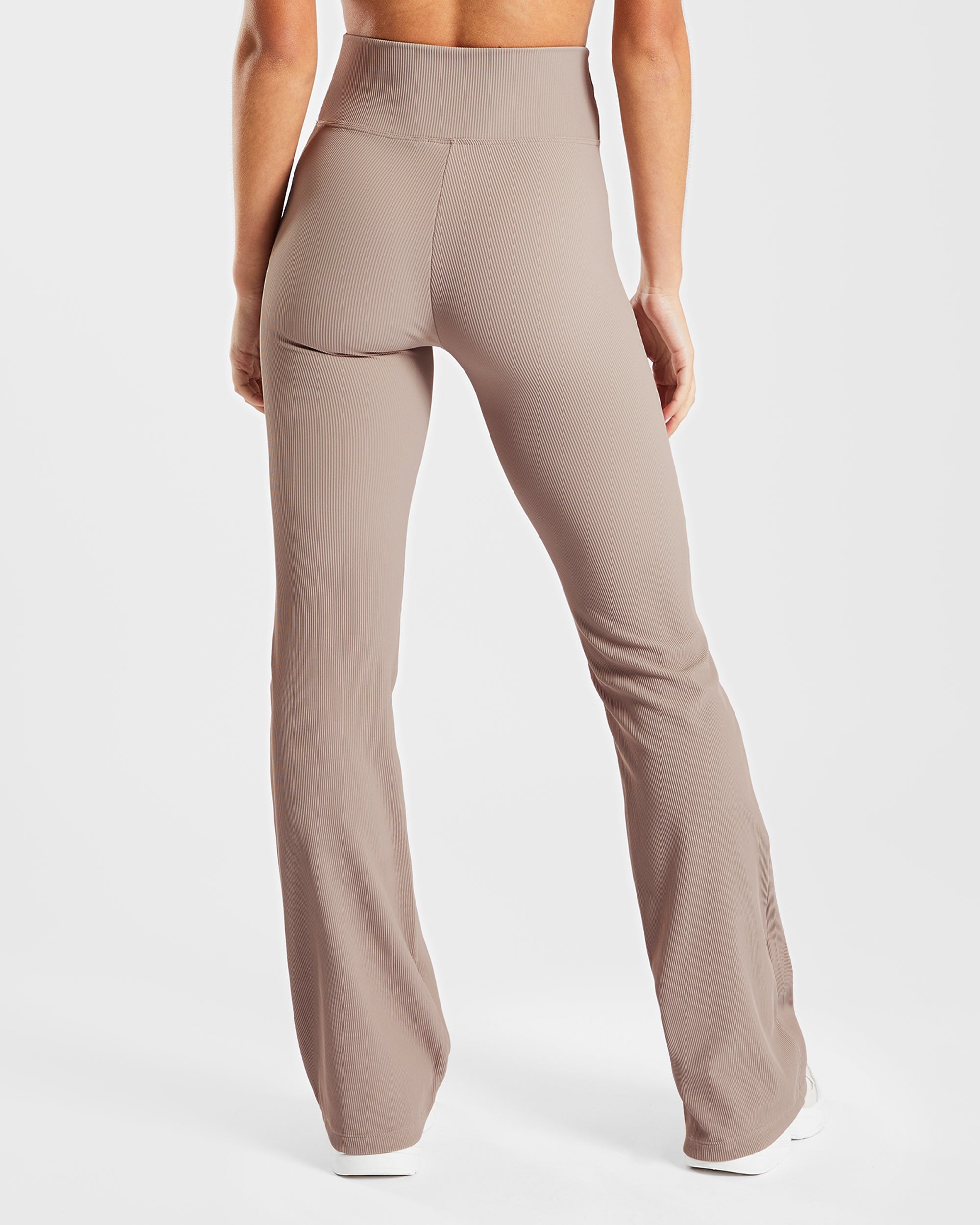 Sculpt Ribbed Flared Leggings - Taupe