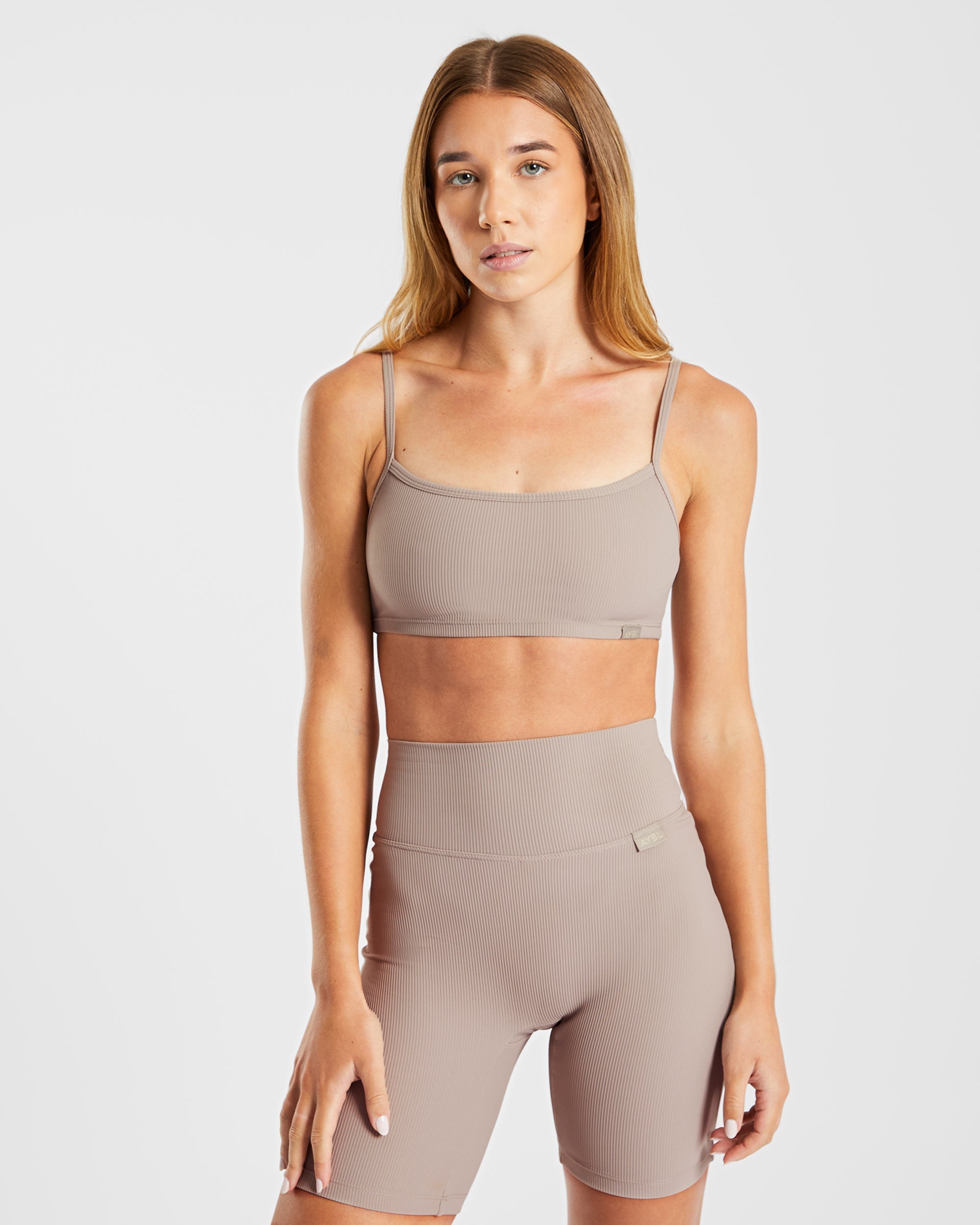 Sculpt Ribbed Bralet - Taupe