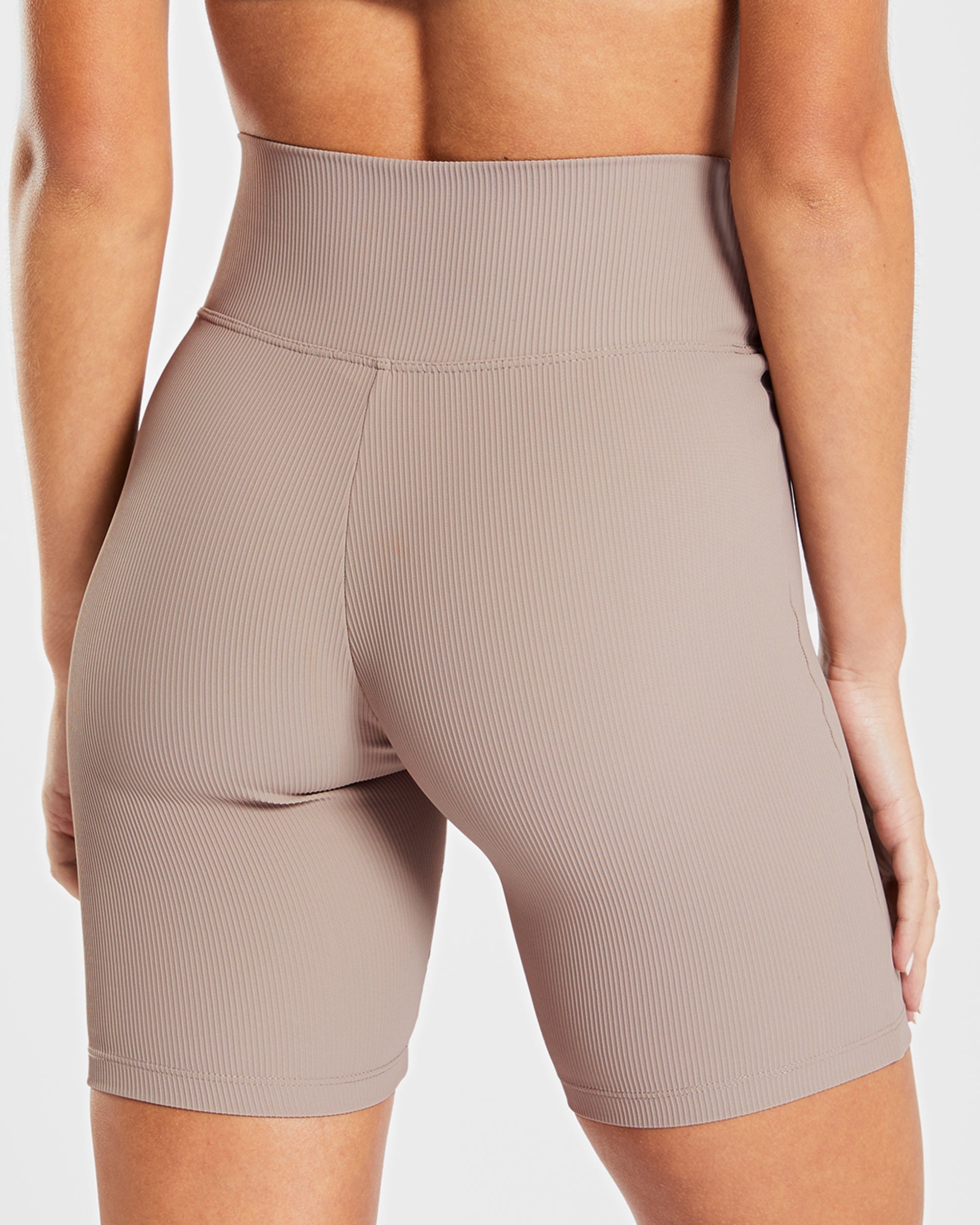 Sculpt Ribbed Cycling Shorts - Taupe