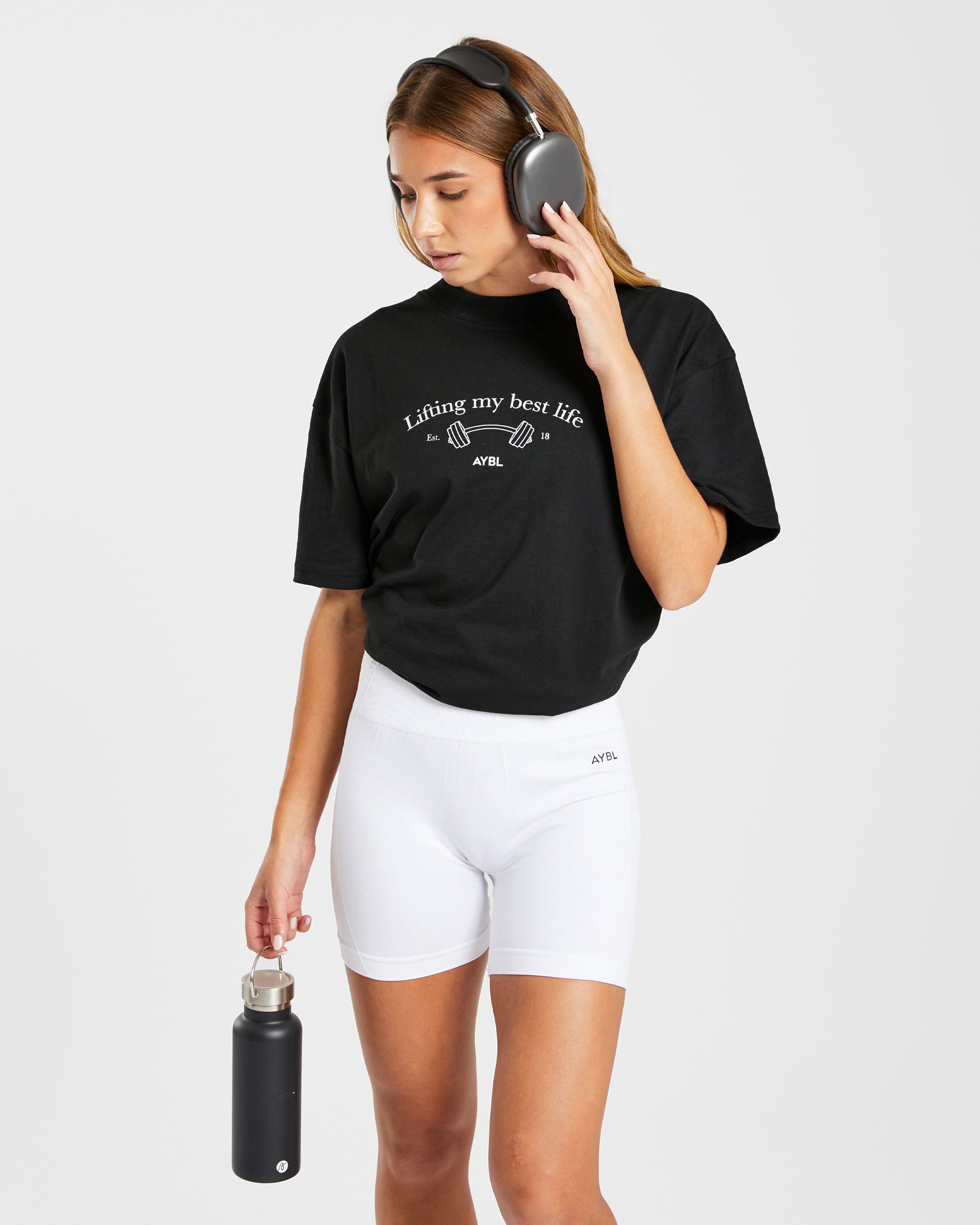 Lifting My Best Life Oversized T Shirt - Black