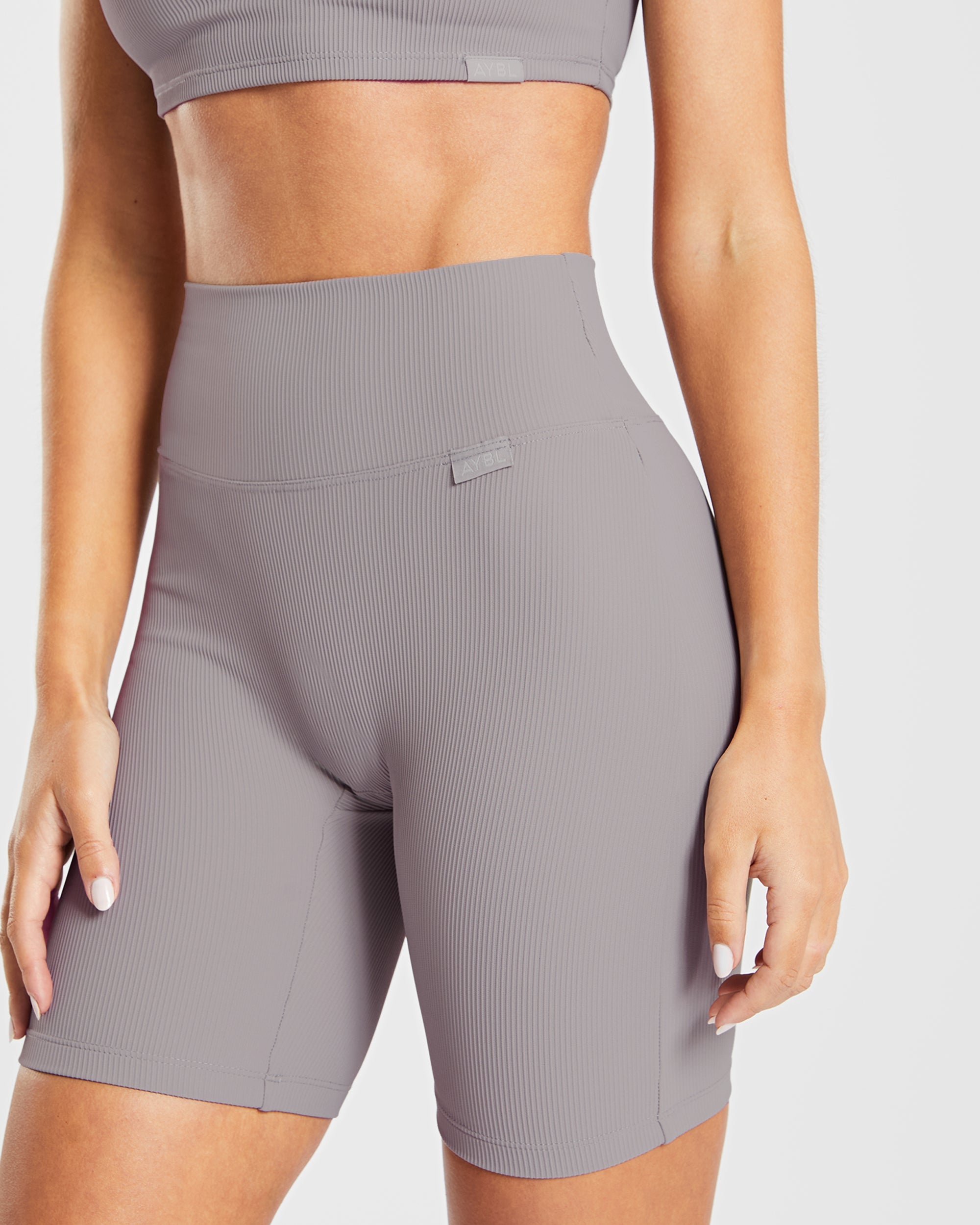 Sculpt Ribbed Cycling Shorts - Fog Grey