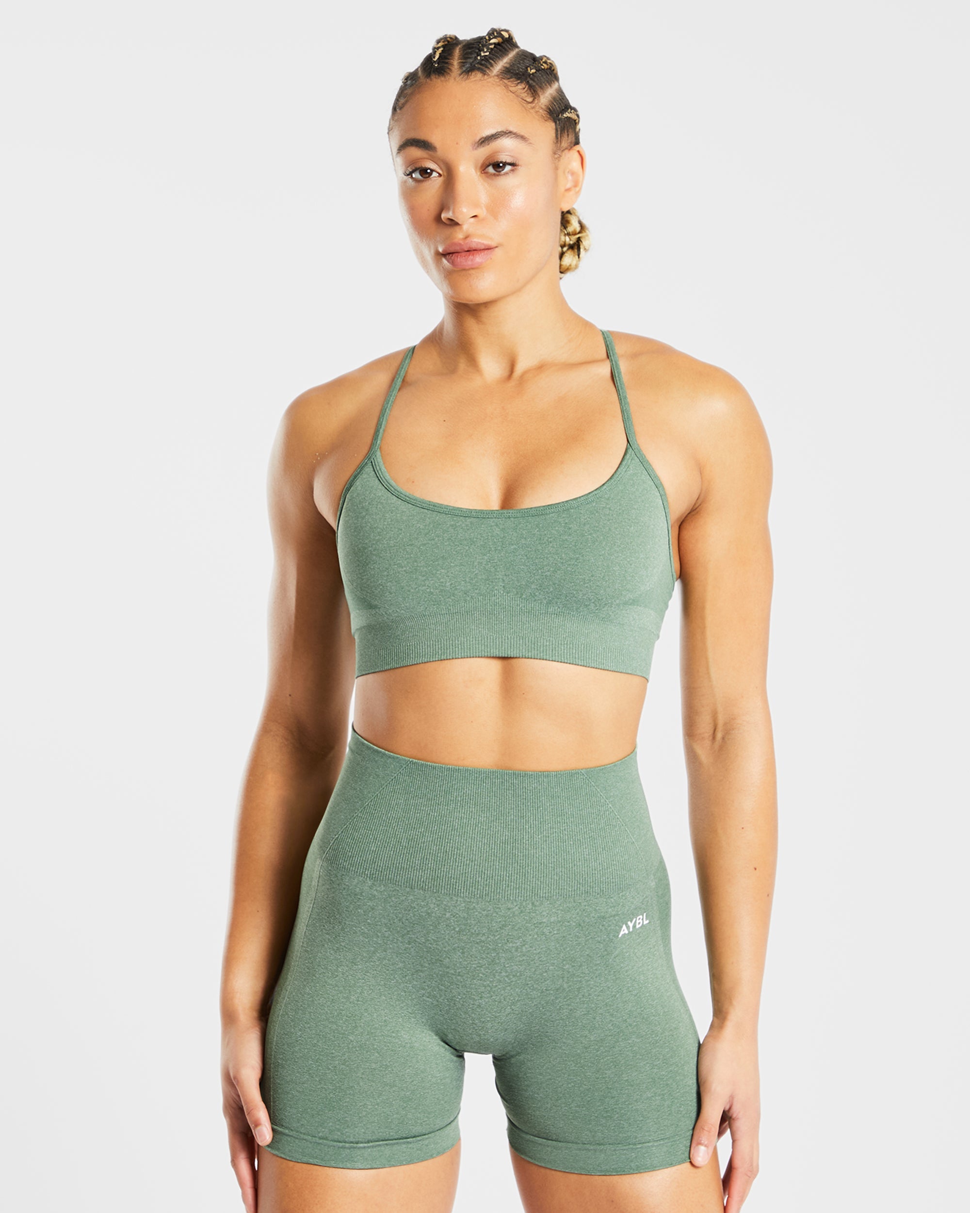 Empower Seamless Sports Bra - Olive Marl