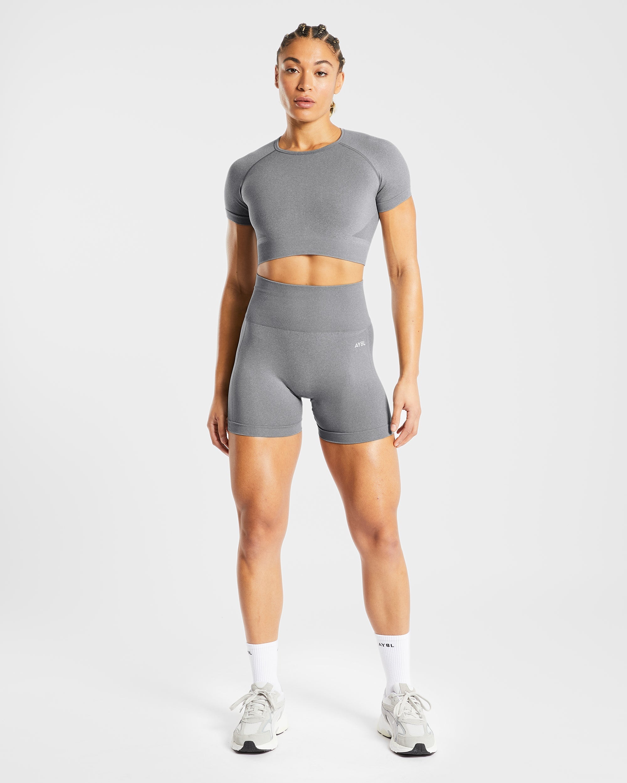 Empower Seamless Shorts - Grey Marl