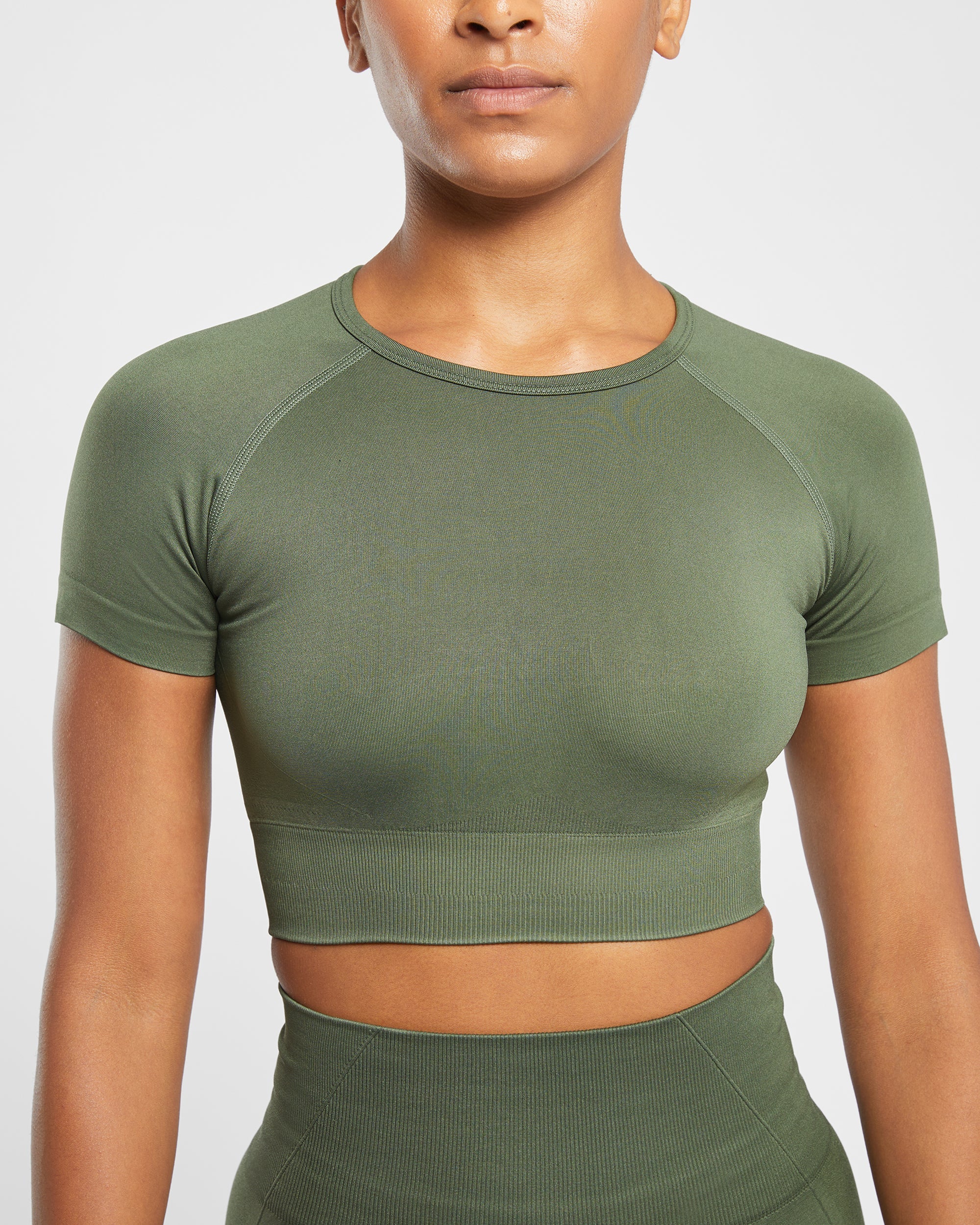 Empower Seamless Crop Top - Khaki Green