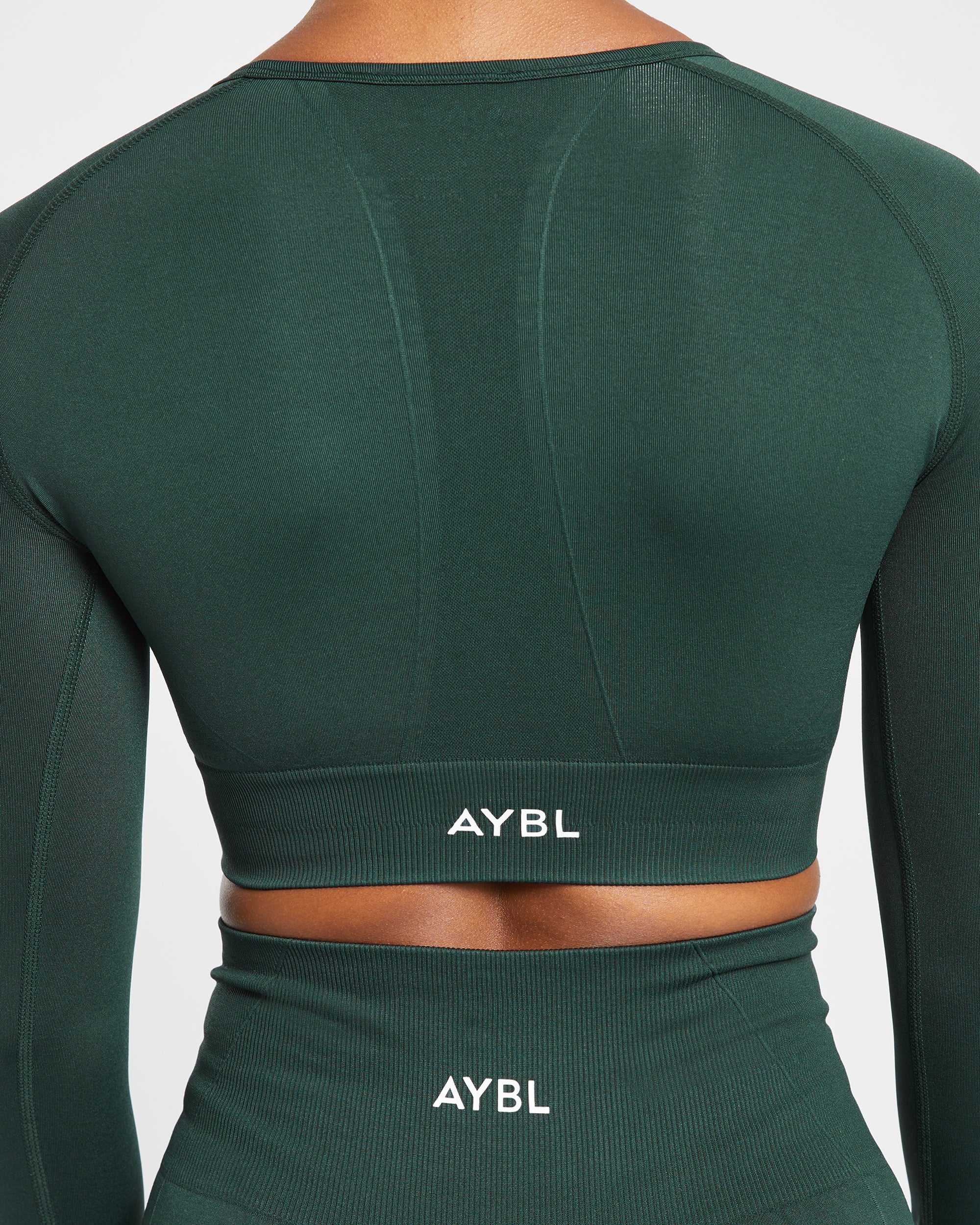 Empower Seamless Long Sleeve Crop Top - Dark Green