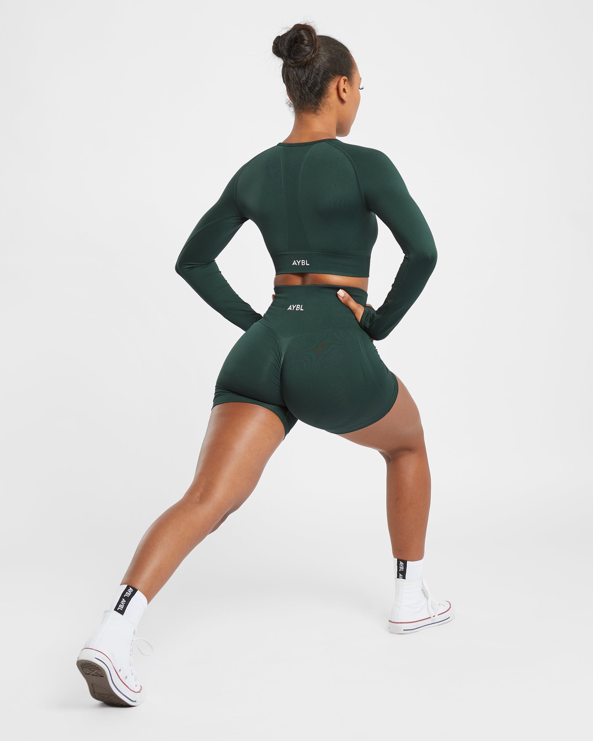 Empower Seamless Long Sleeve Crop Top - Dark Green