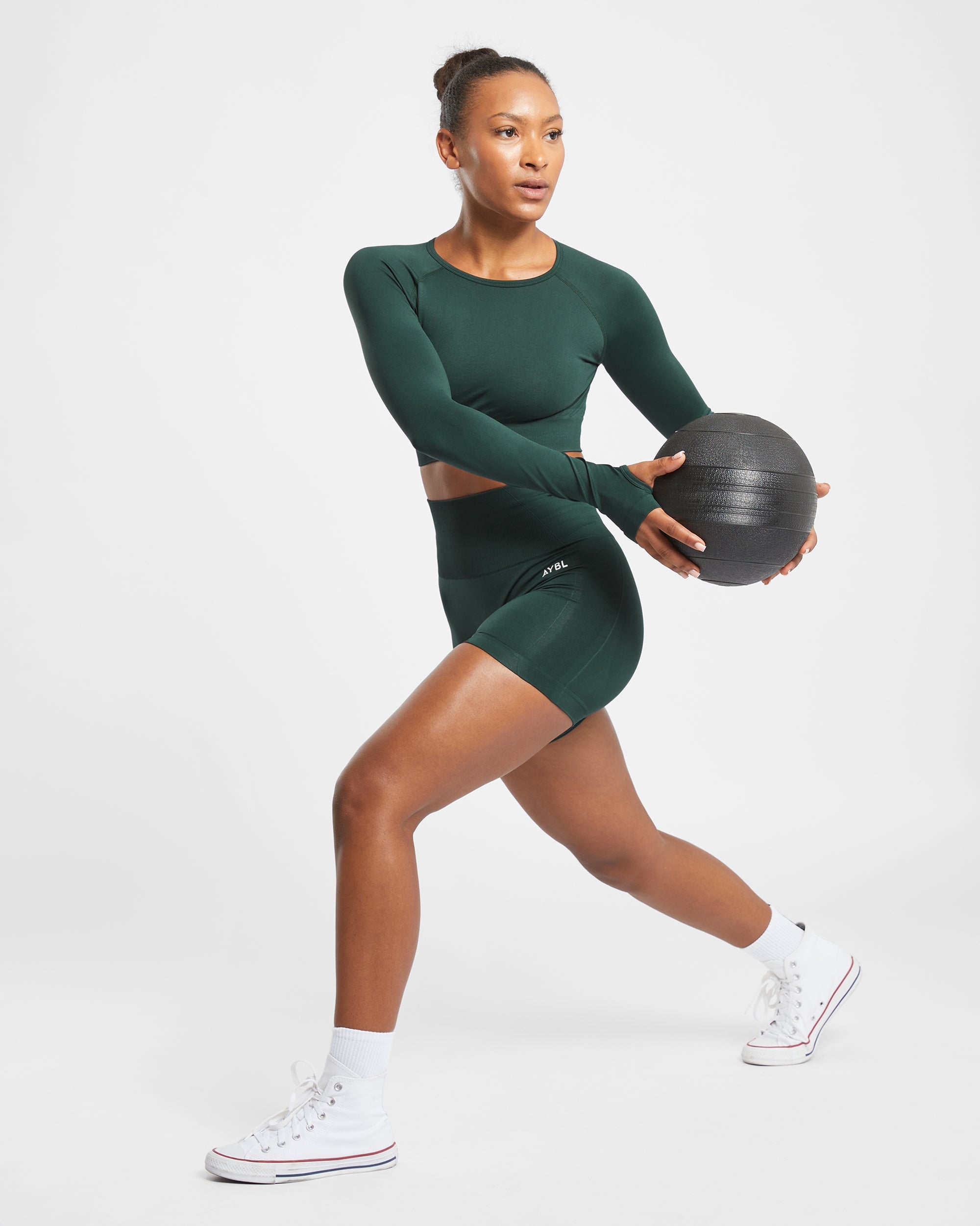 Empower Seamless Long Sleeve Crop Top - Dark Green