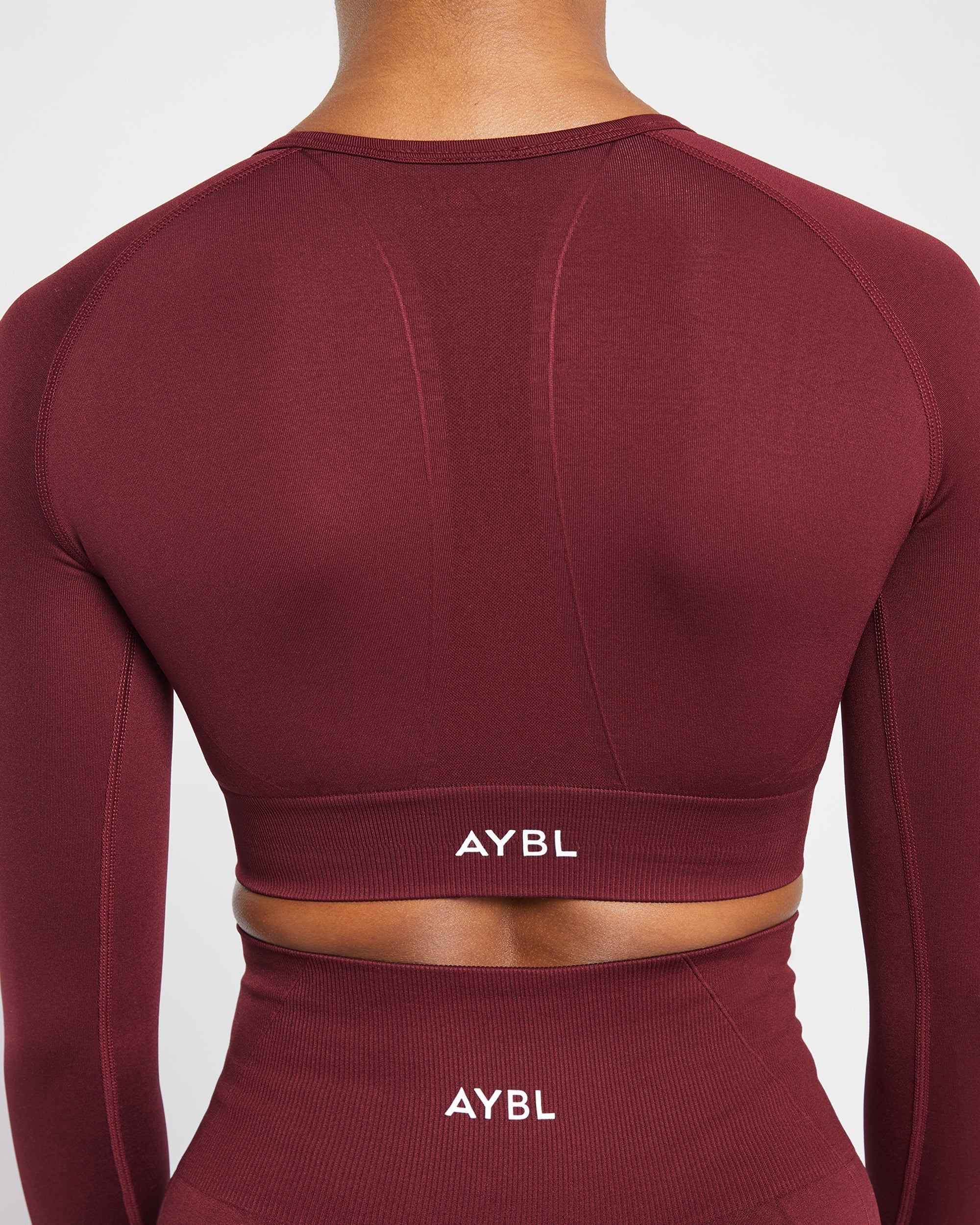 Empower Seamless Long Sleeve Crop Top - Red Wine