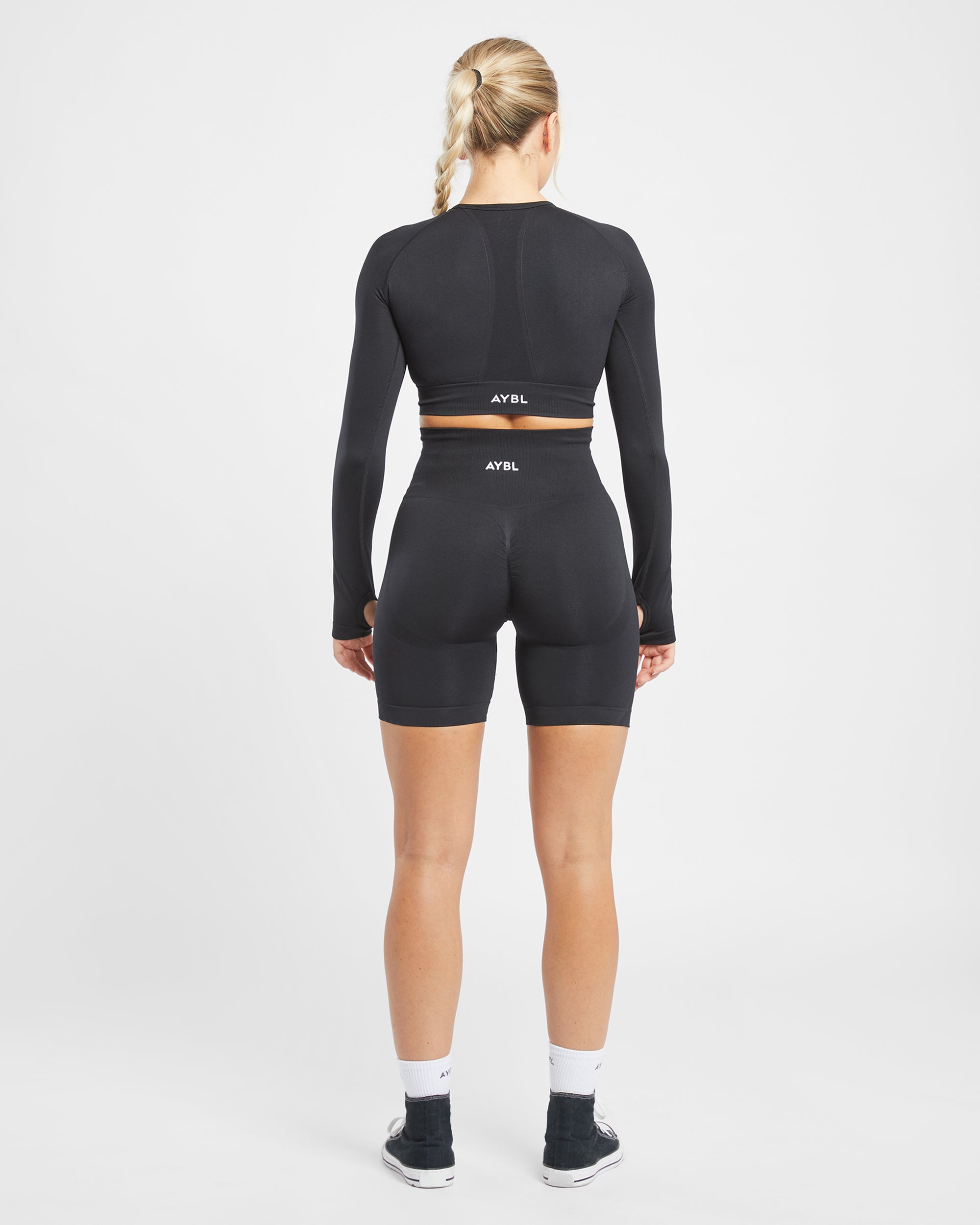 Empower Seamless Long Sleeve Crop Top - Black