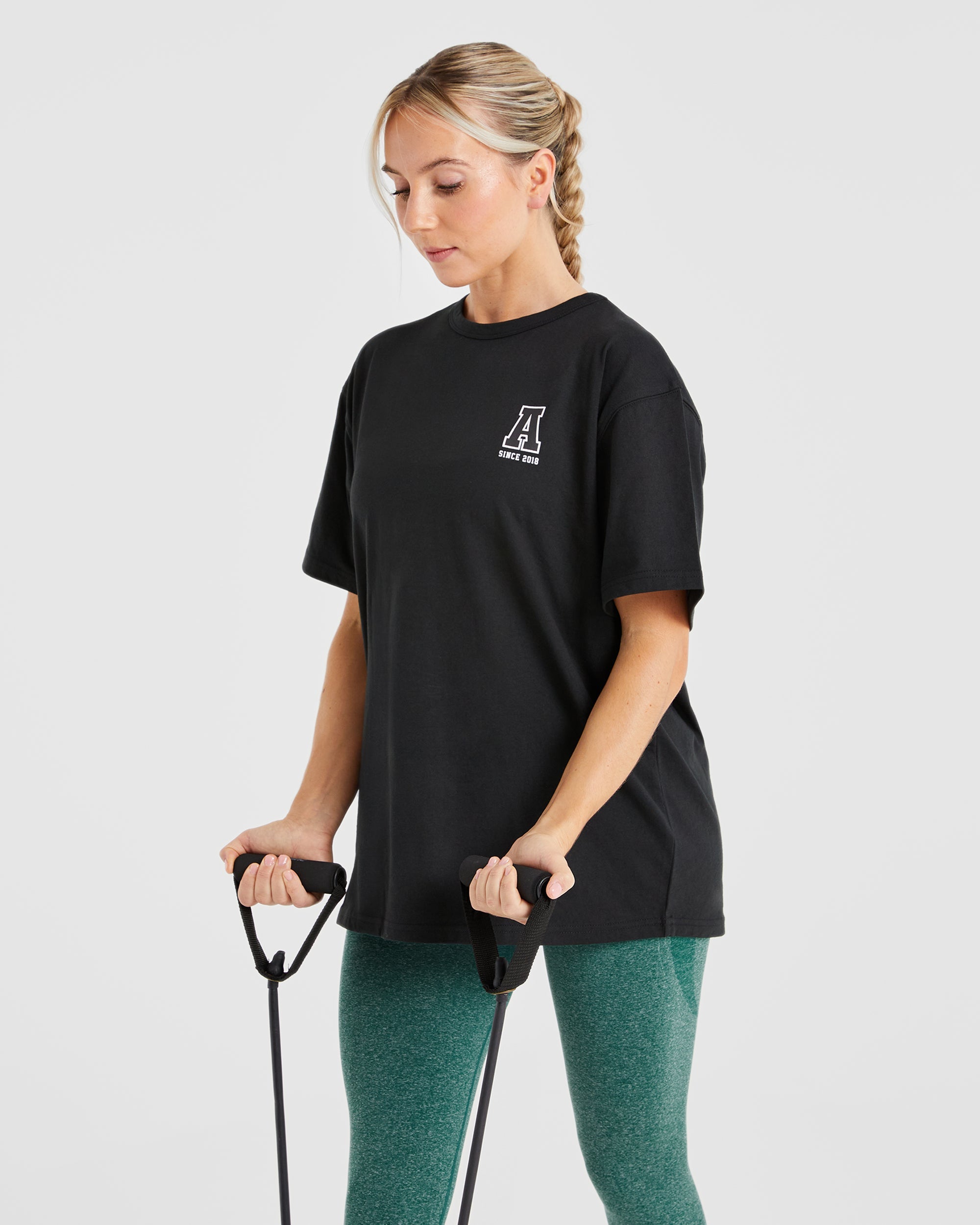 Varsity Statement Oversized T Shirt - Black