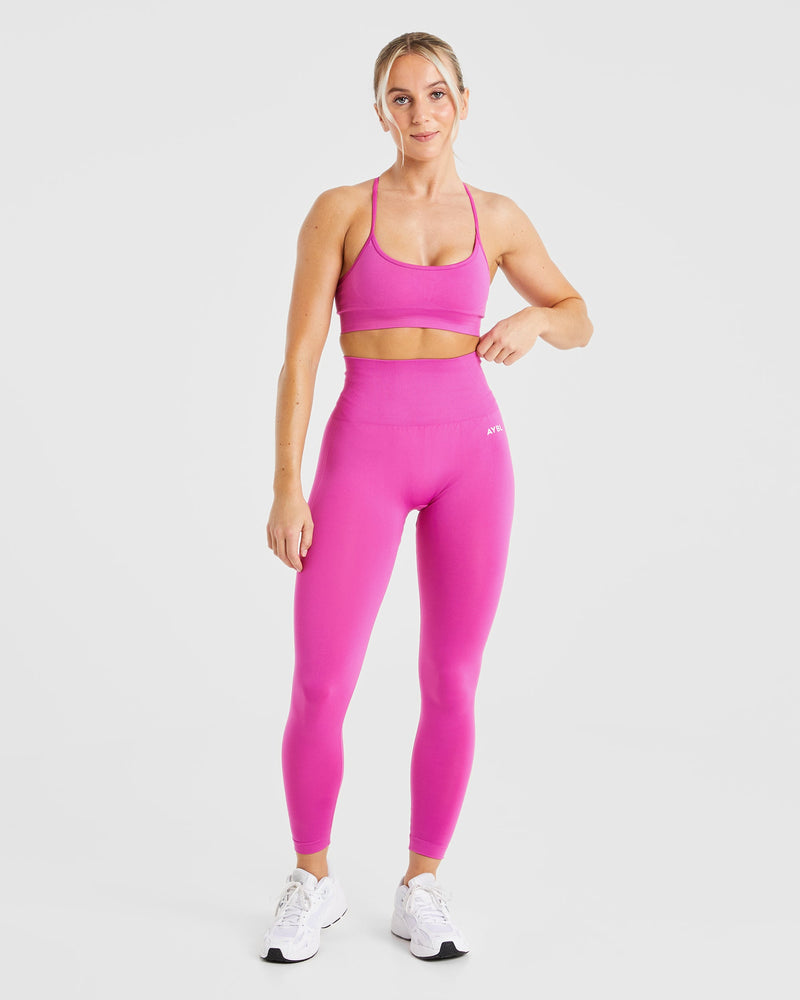 Sport Varsity Full Length Seamless Leggings, Pink