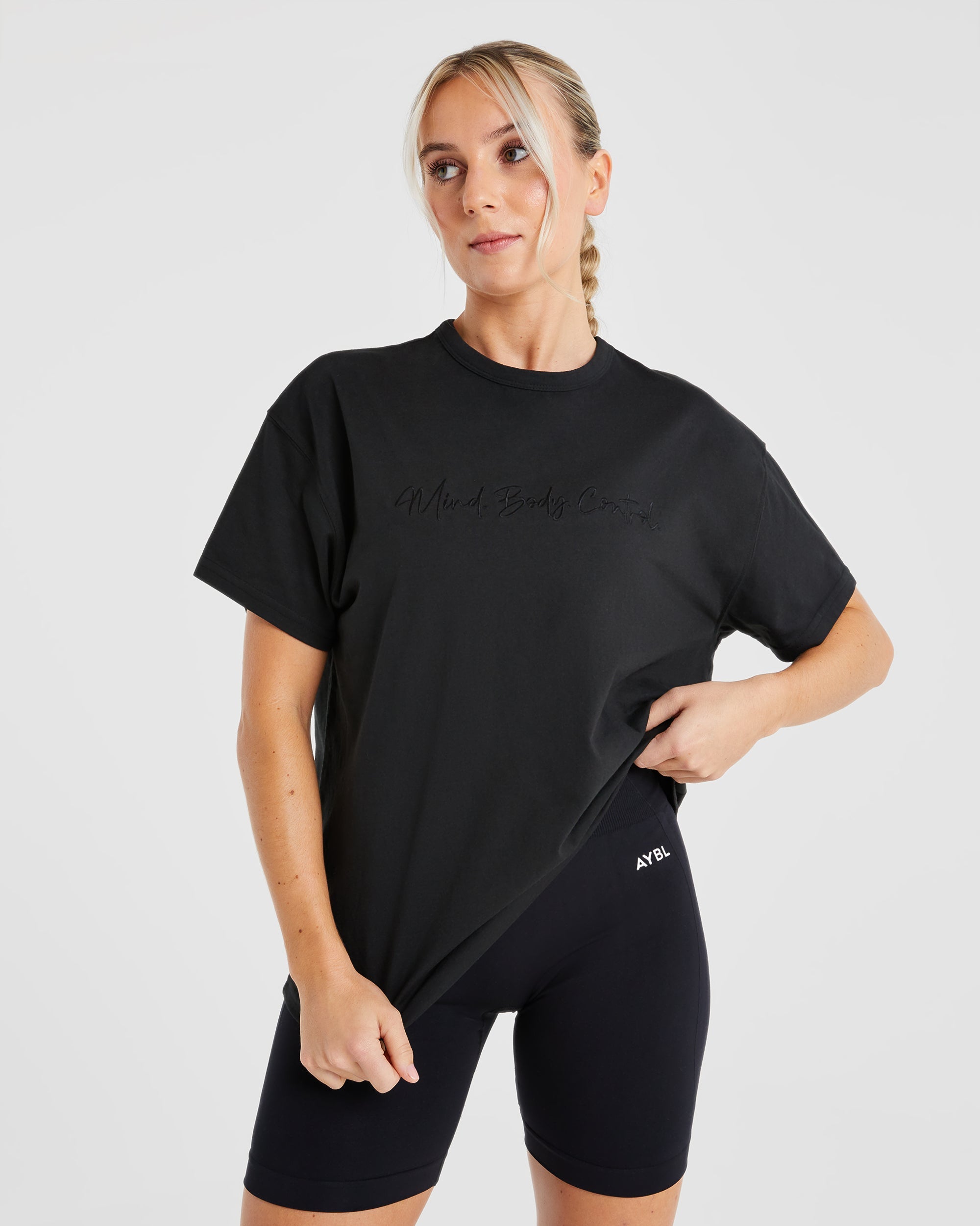 Mind Body Control Oversized T Shirt - Black