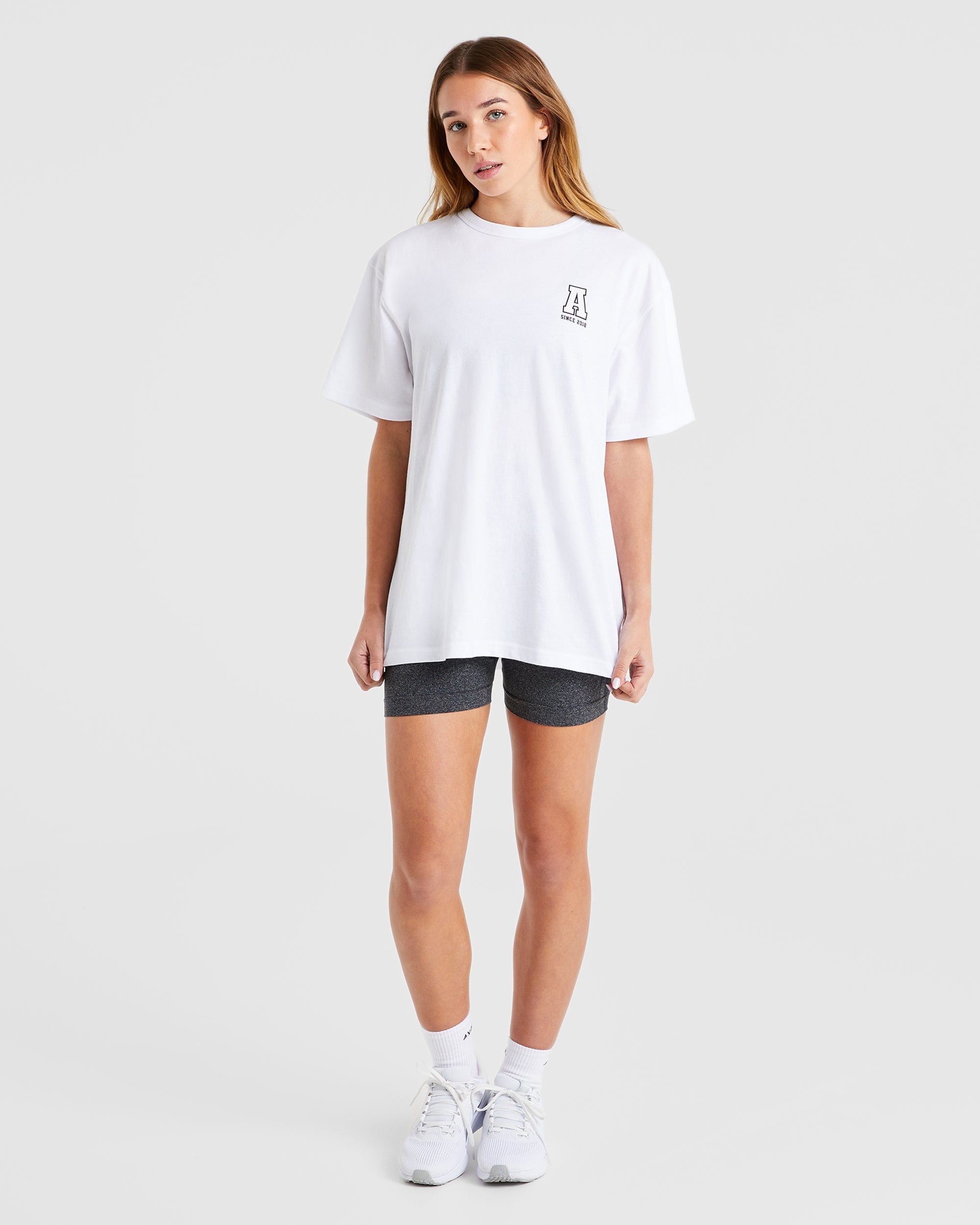 Varsity Statement Oversized T Shirt - White