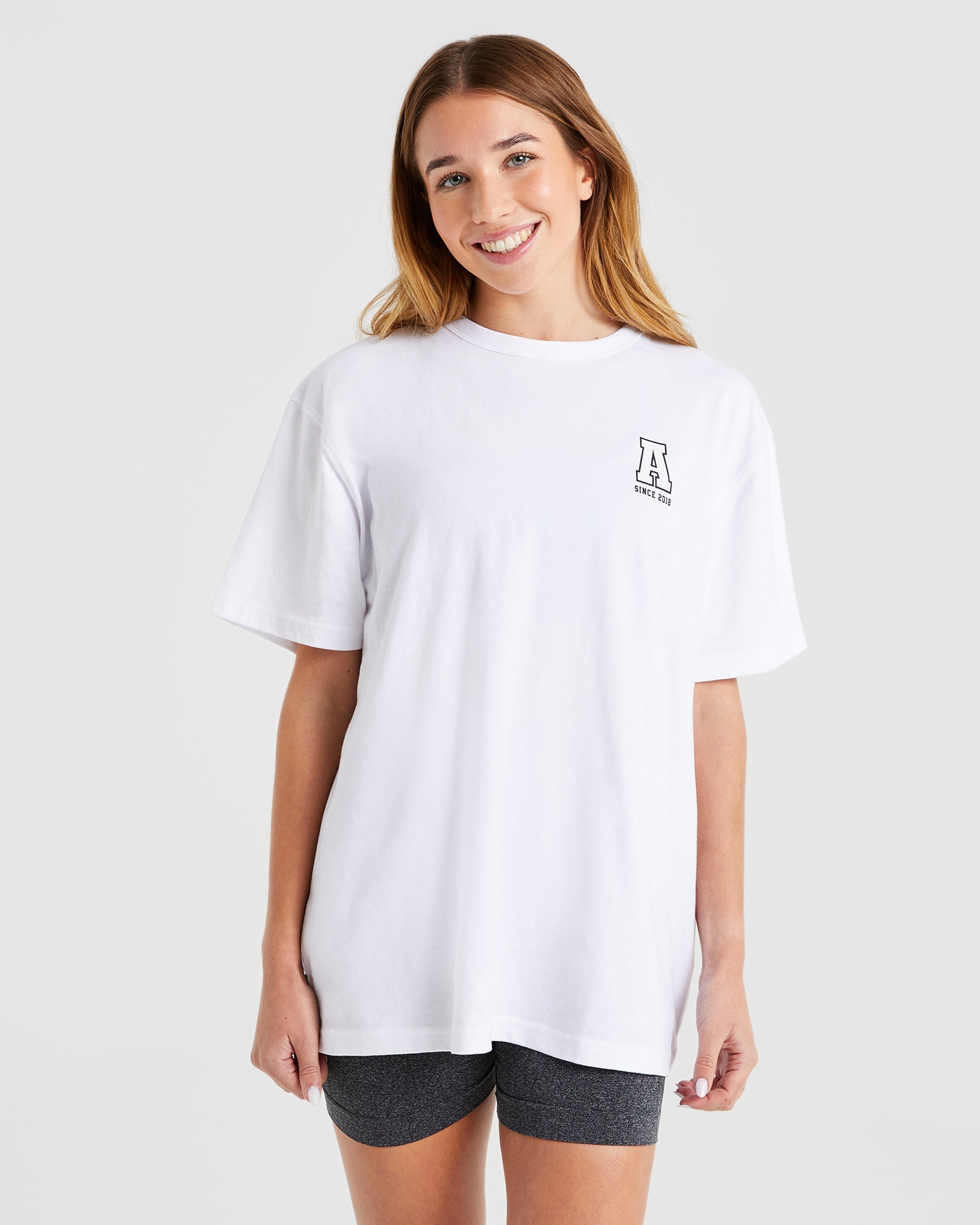 Varsity Statement Oversized T Shirt - White