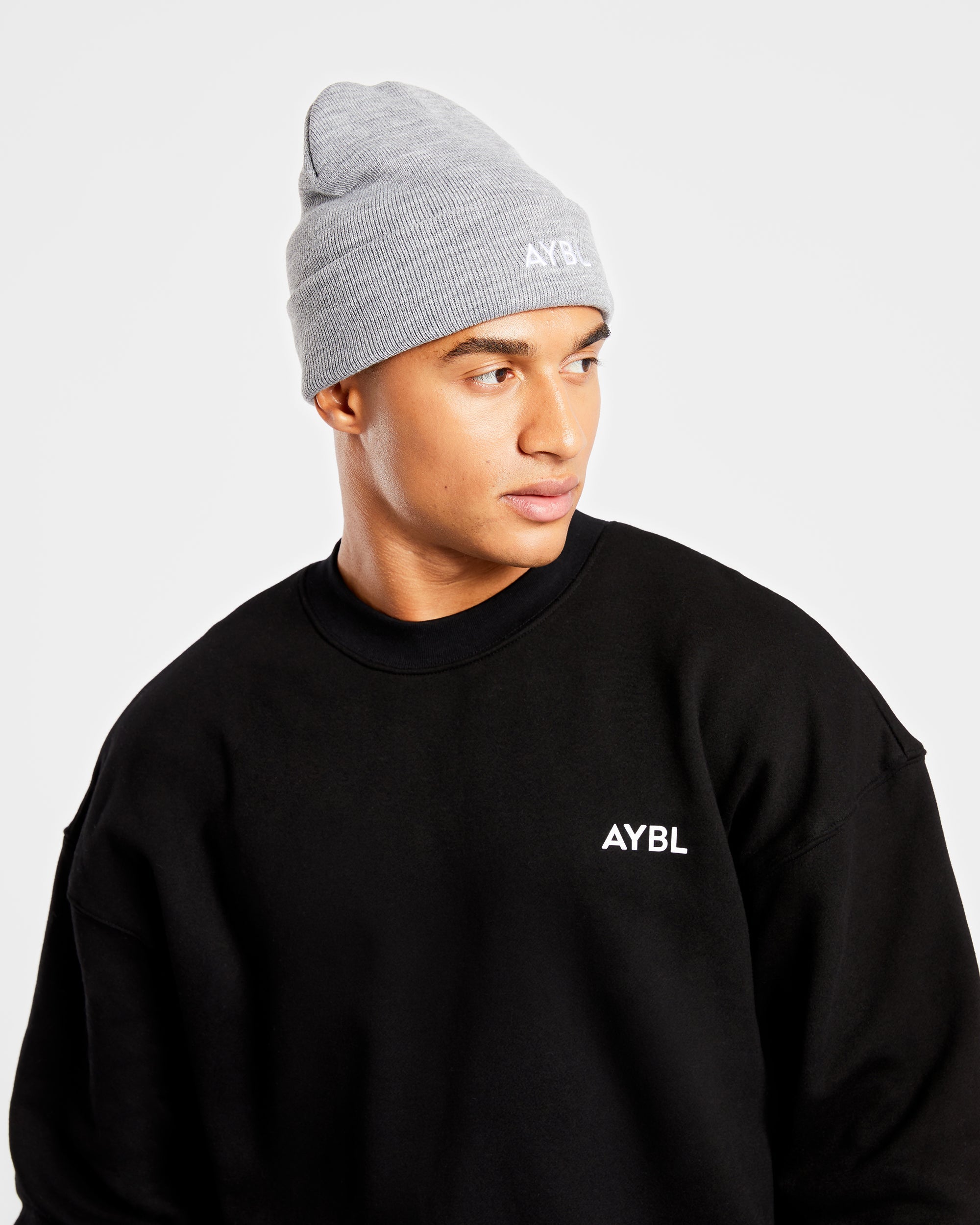 Embroidered Beanie - Grey Marl