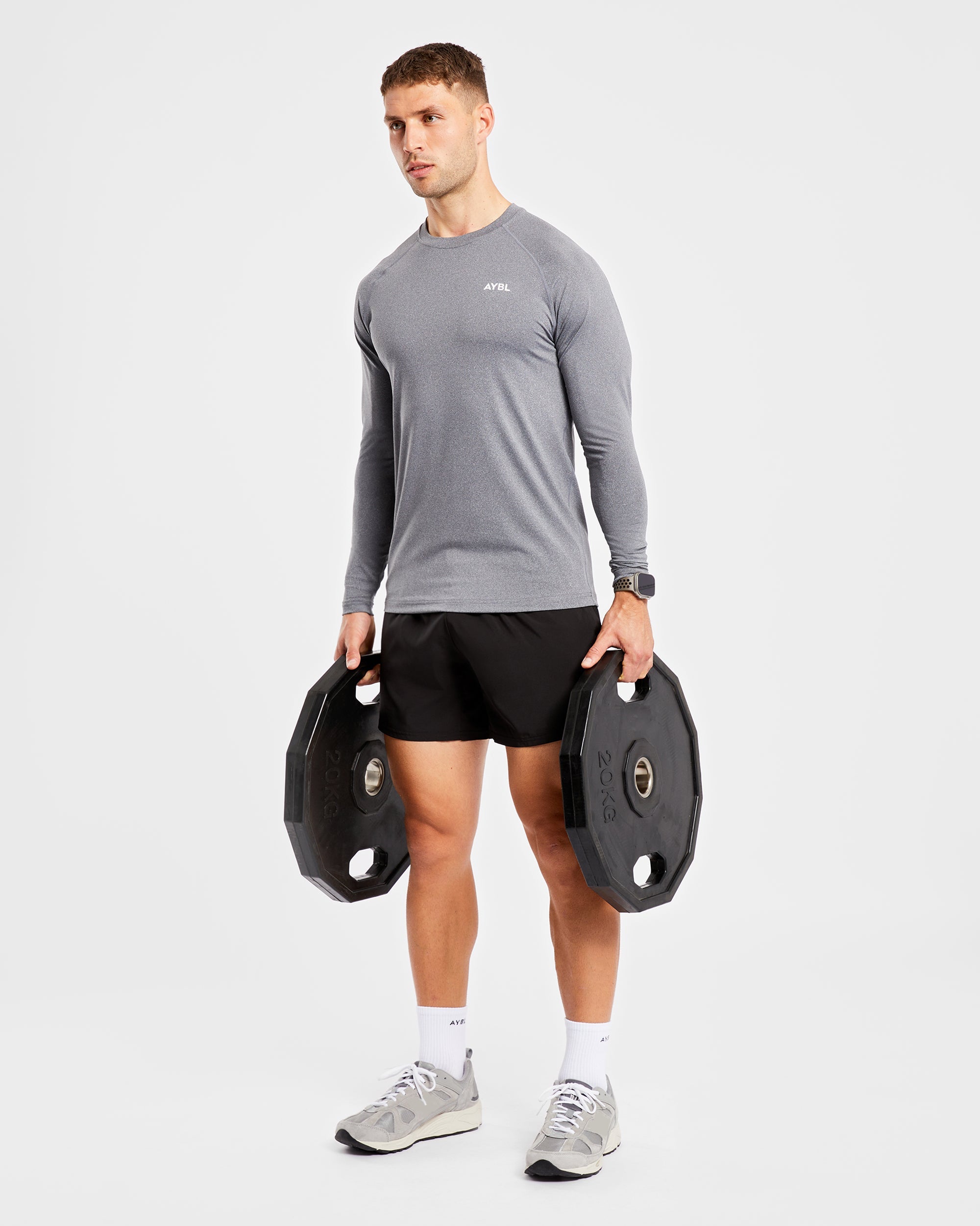 Essential Long Sleeve T Shirt - Grey Marl