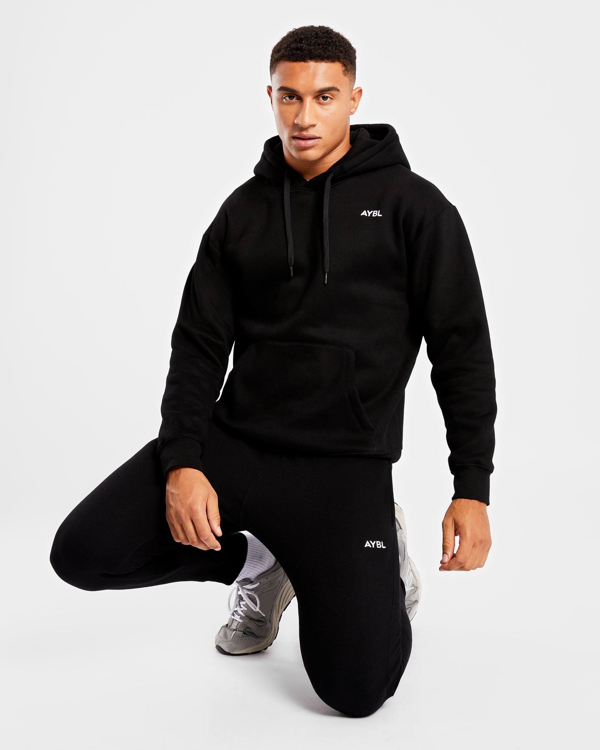 Grey joggers black hoodie shop