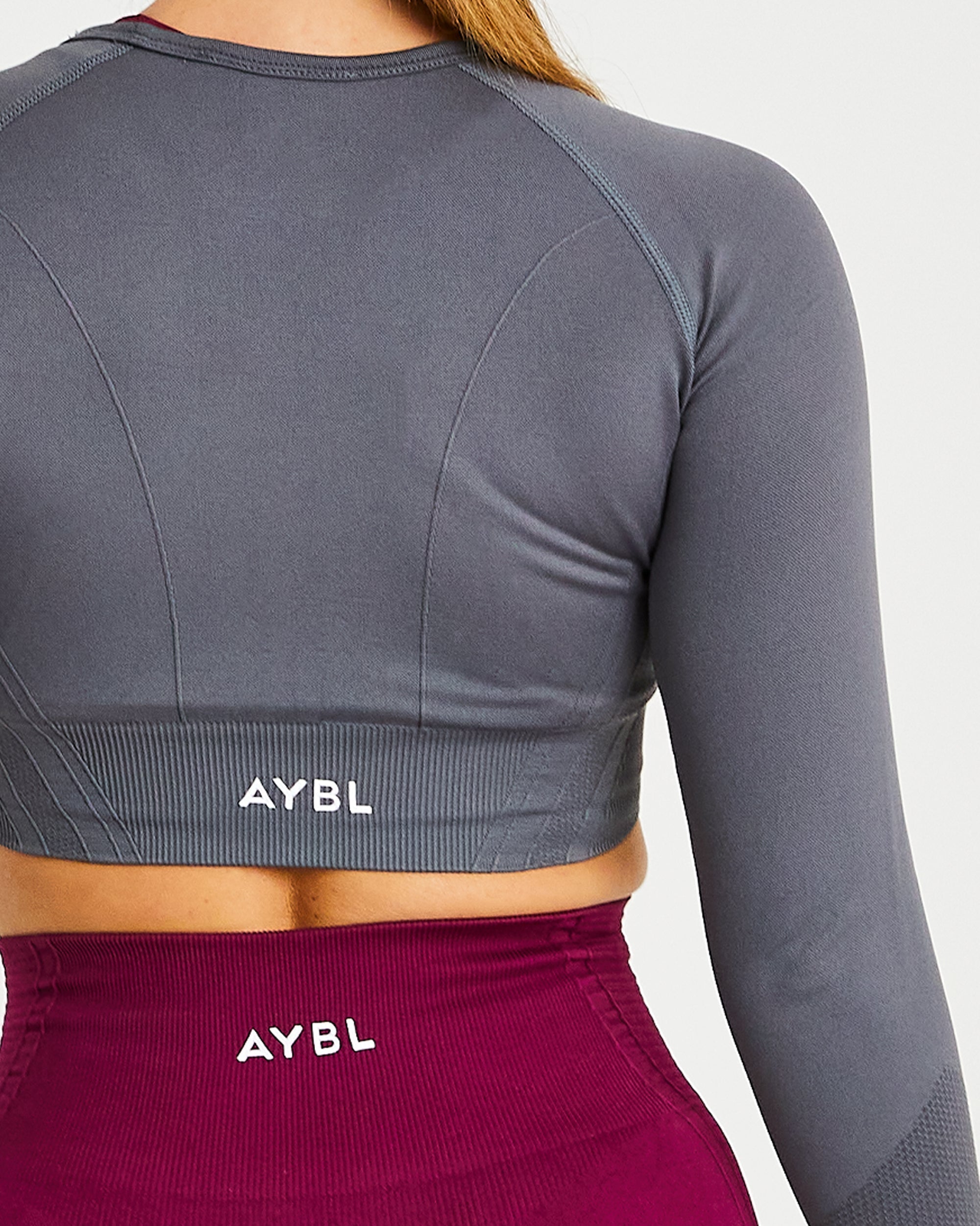 Balance V2 Seamless Long Sleeve Crop Top - Castlerock Grey