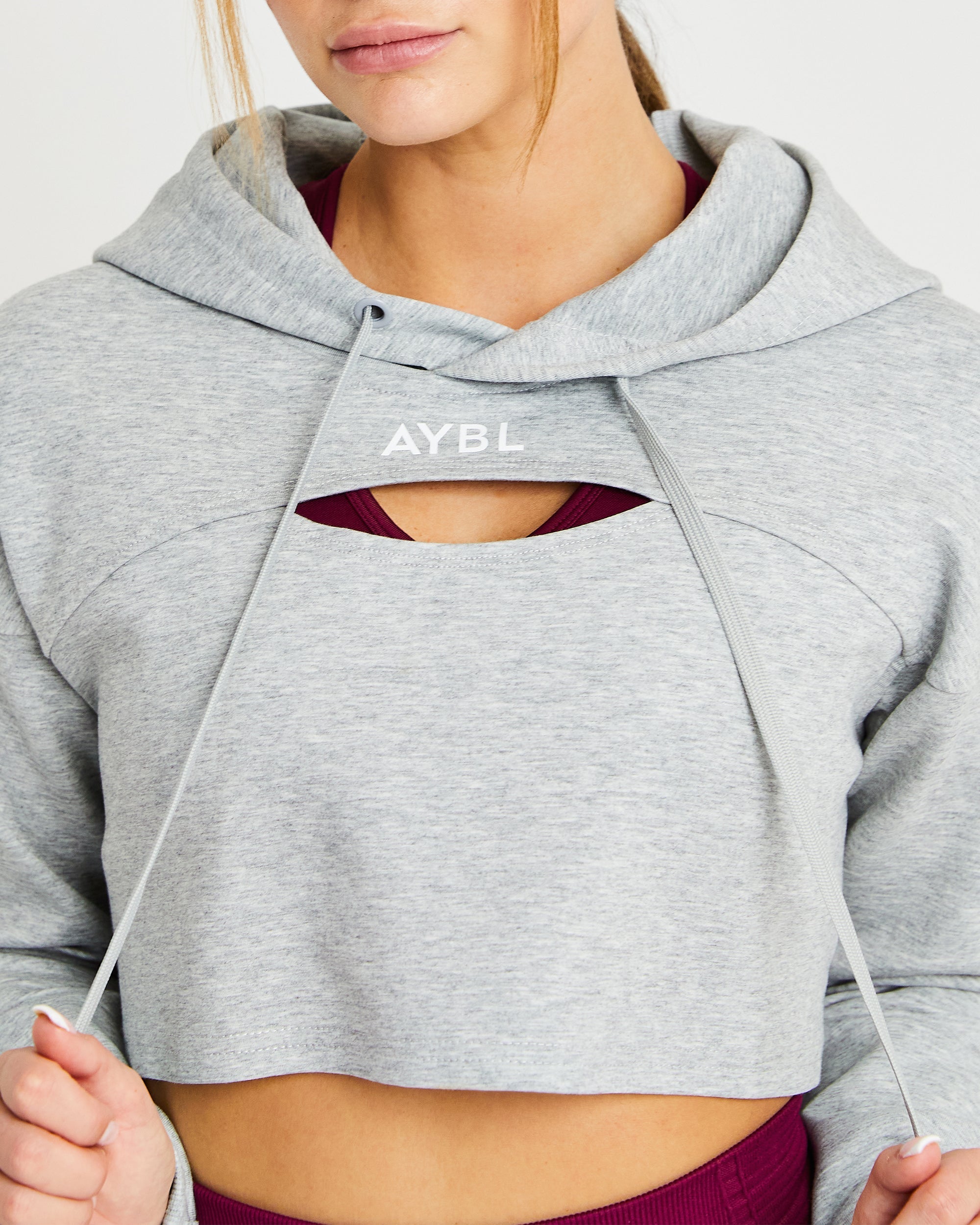 Everyday Cutout Crop Hoodie - Heather Grey