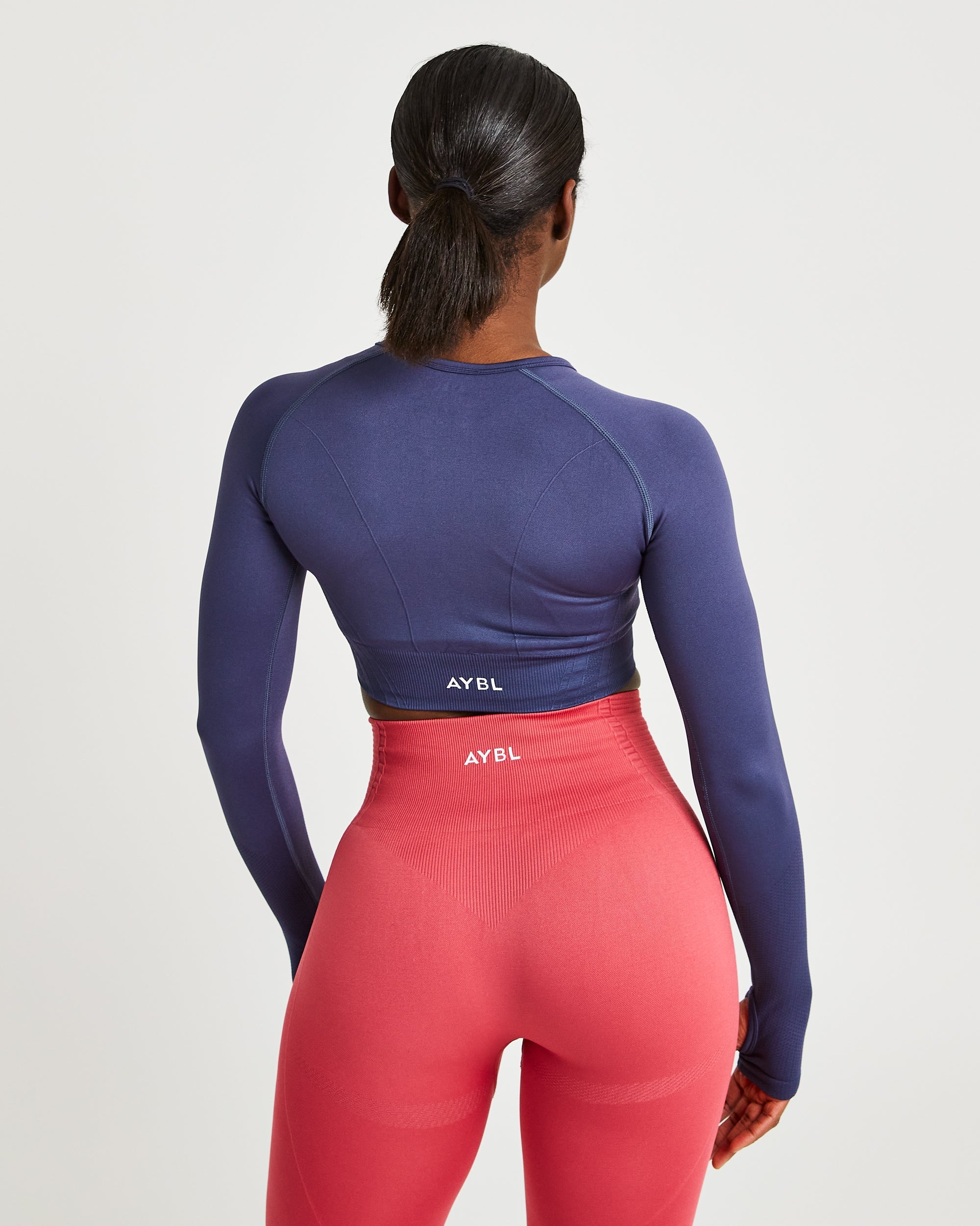 Balance V2 Seamless Long Sleeve Crop Top - Navy Blue