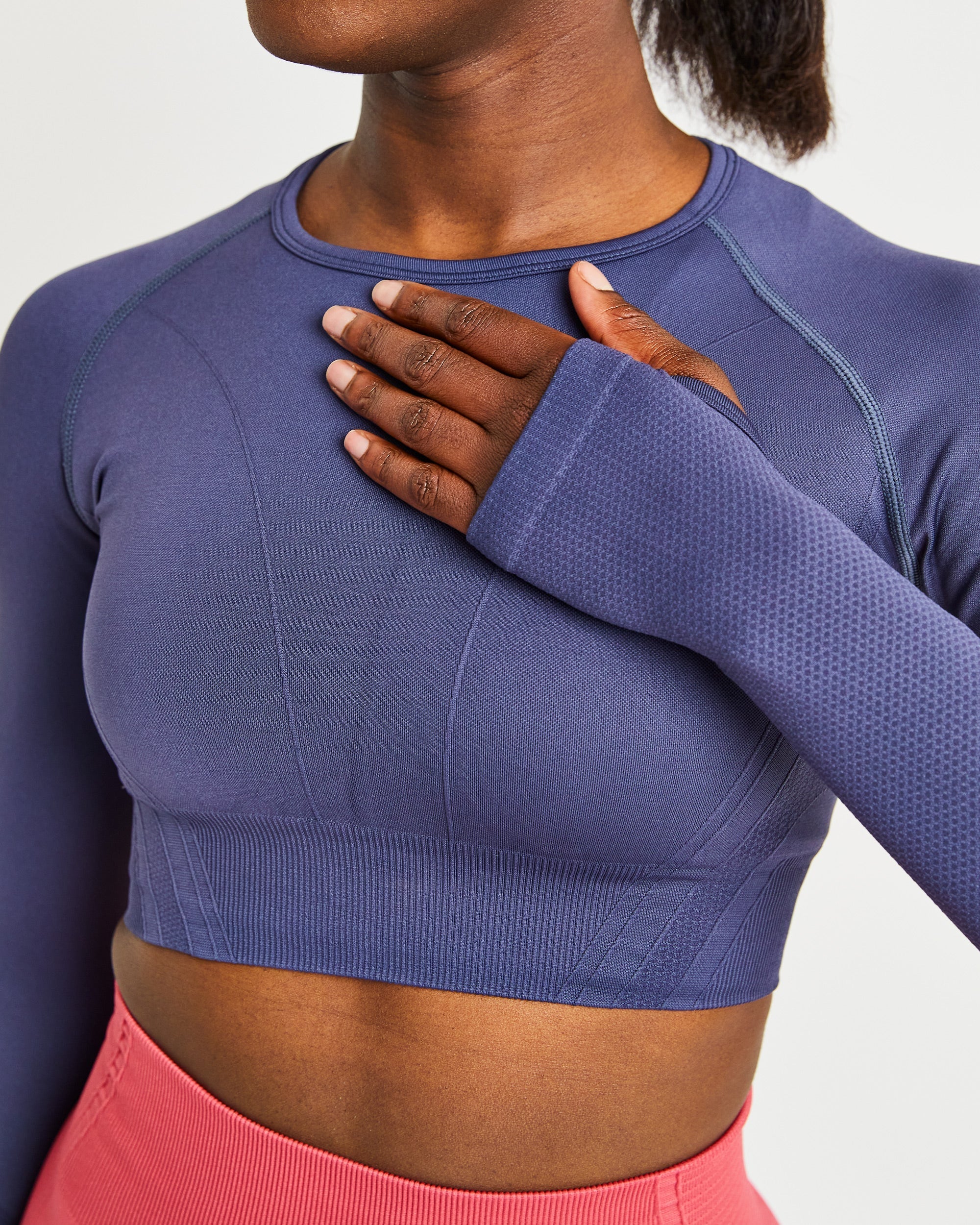 Balance V2 Seamless Long Sleeve Crop Top - Navy Blue