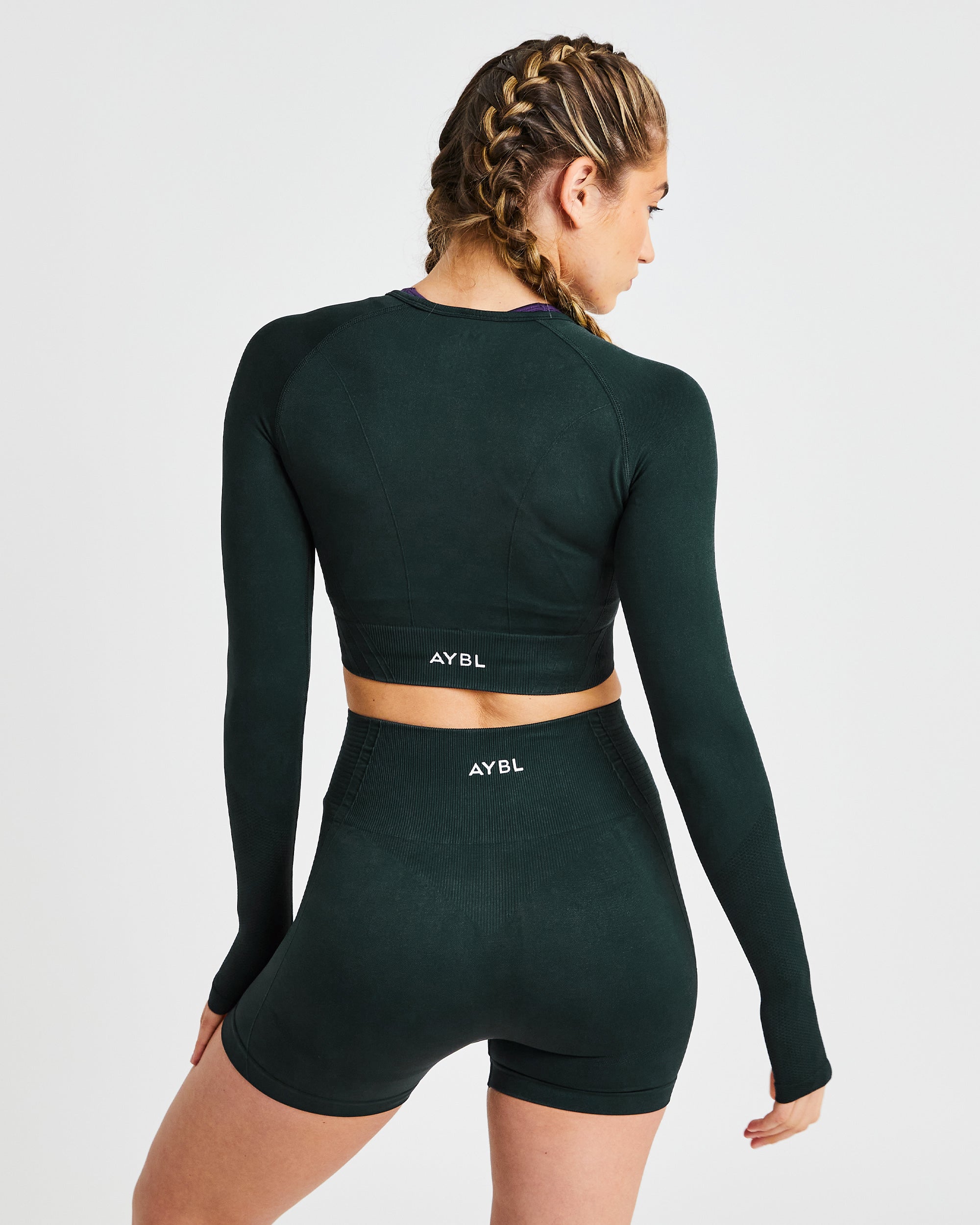 Balance V2 Seamless Long Sleeve Crop Top - Forest Green