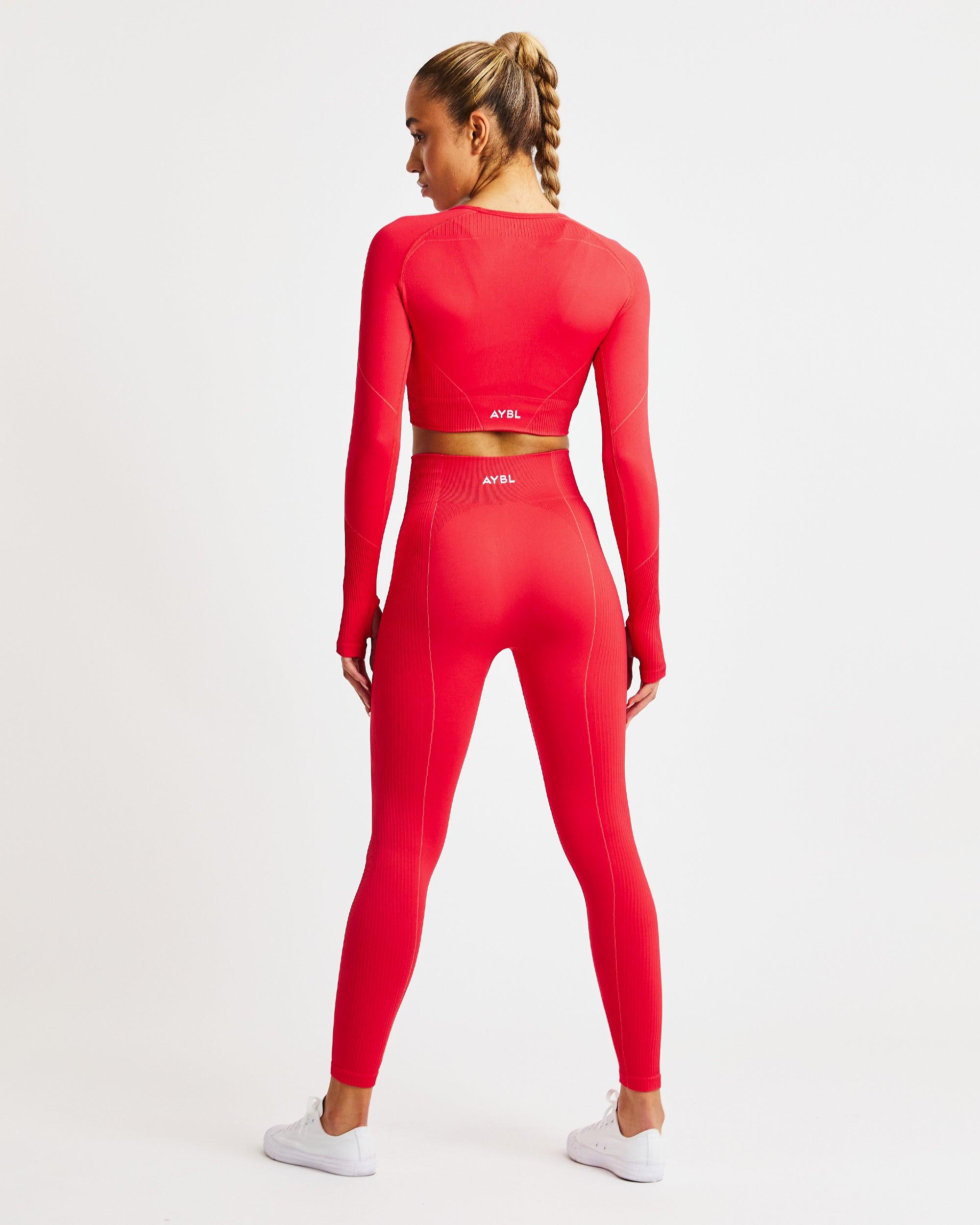 Reflex Seamless Long Sleeve Crop Top - Red