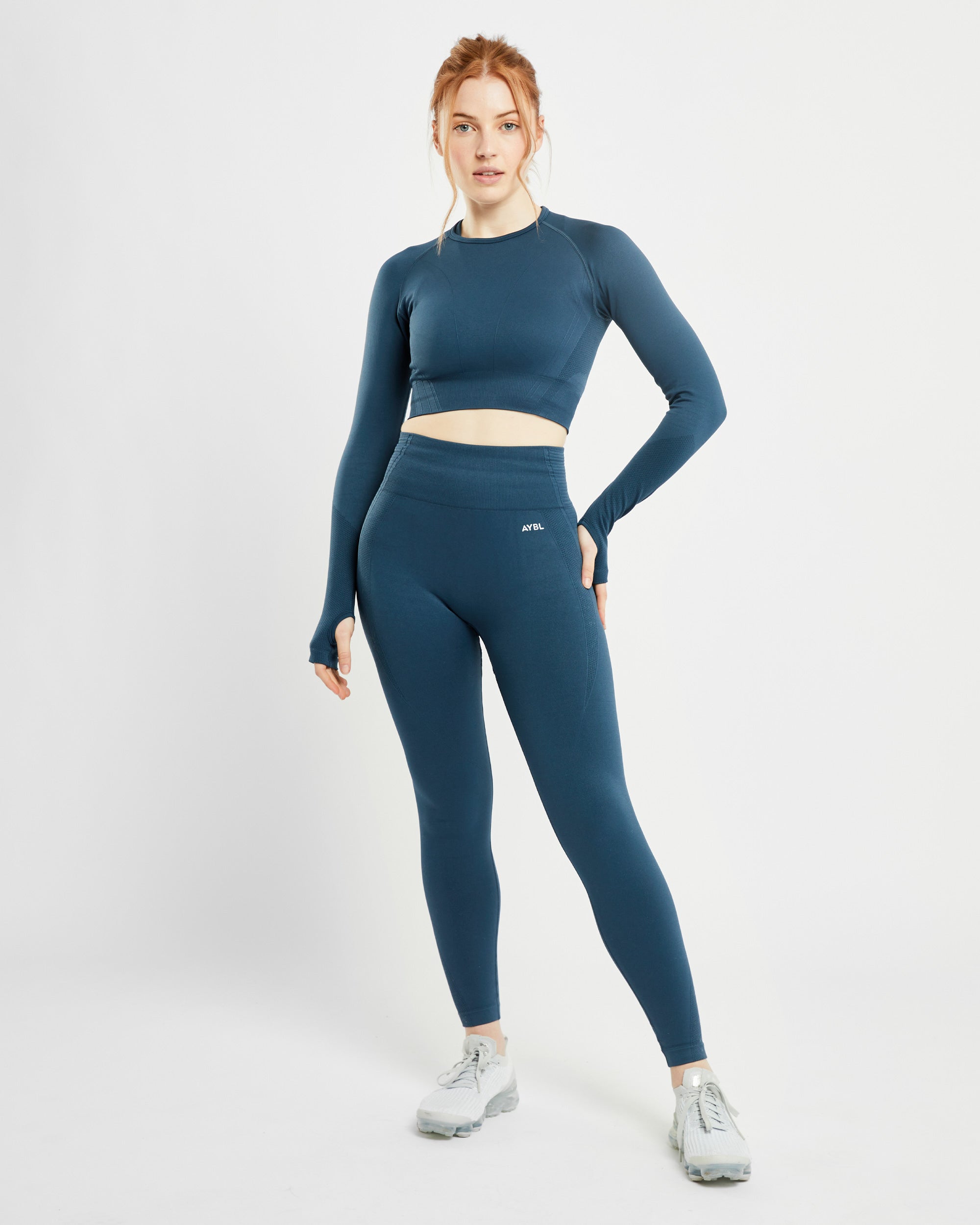 Balance V2 Seamless Long Sleeve Crop Top - Marine Blue