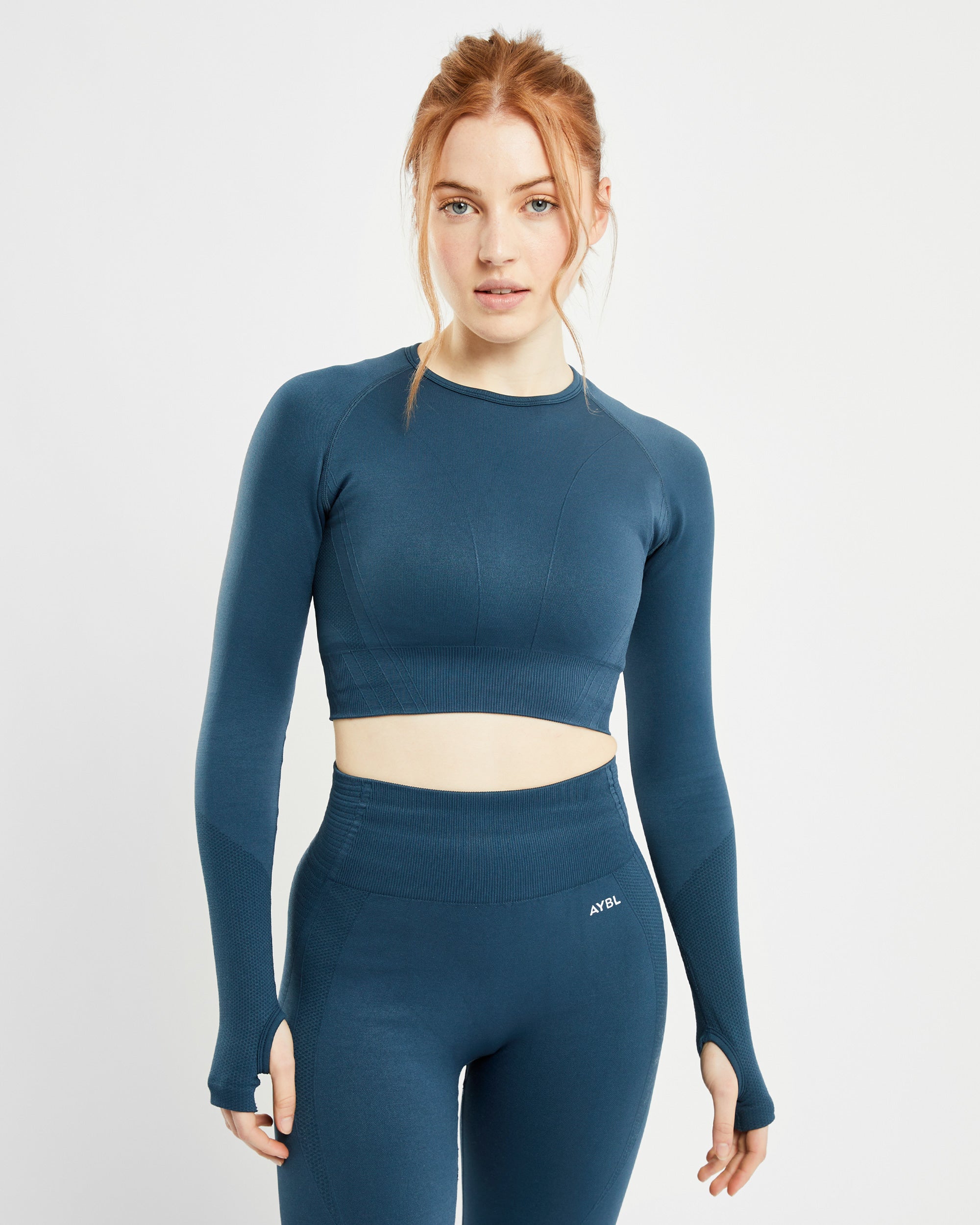 Balance V2 Seamless Long Sleeve Crop Top - Marine Blue