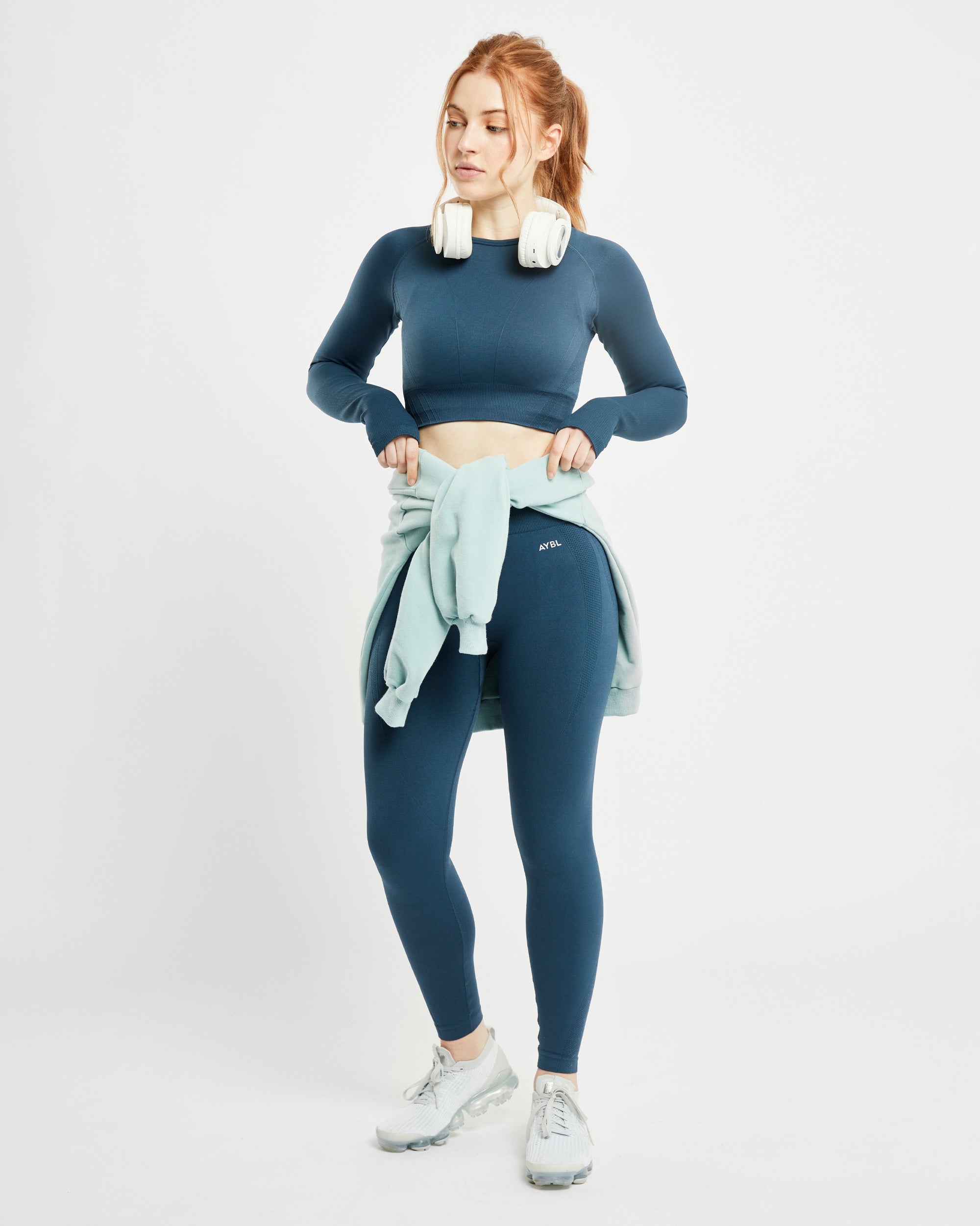 Balance V2 Seamless Long Sleeve Crop Top - Marine Blue