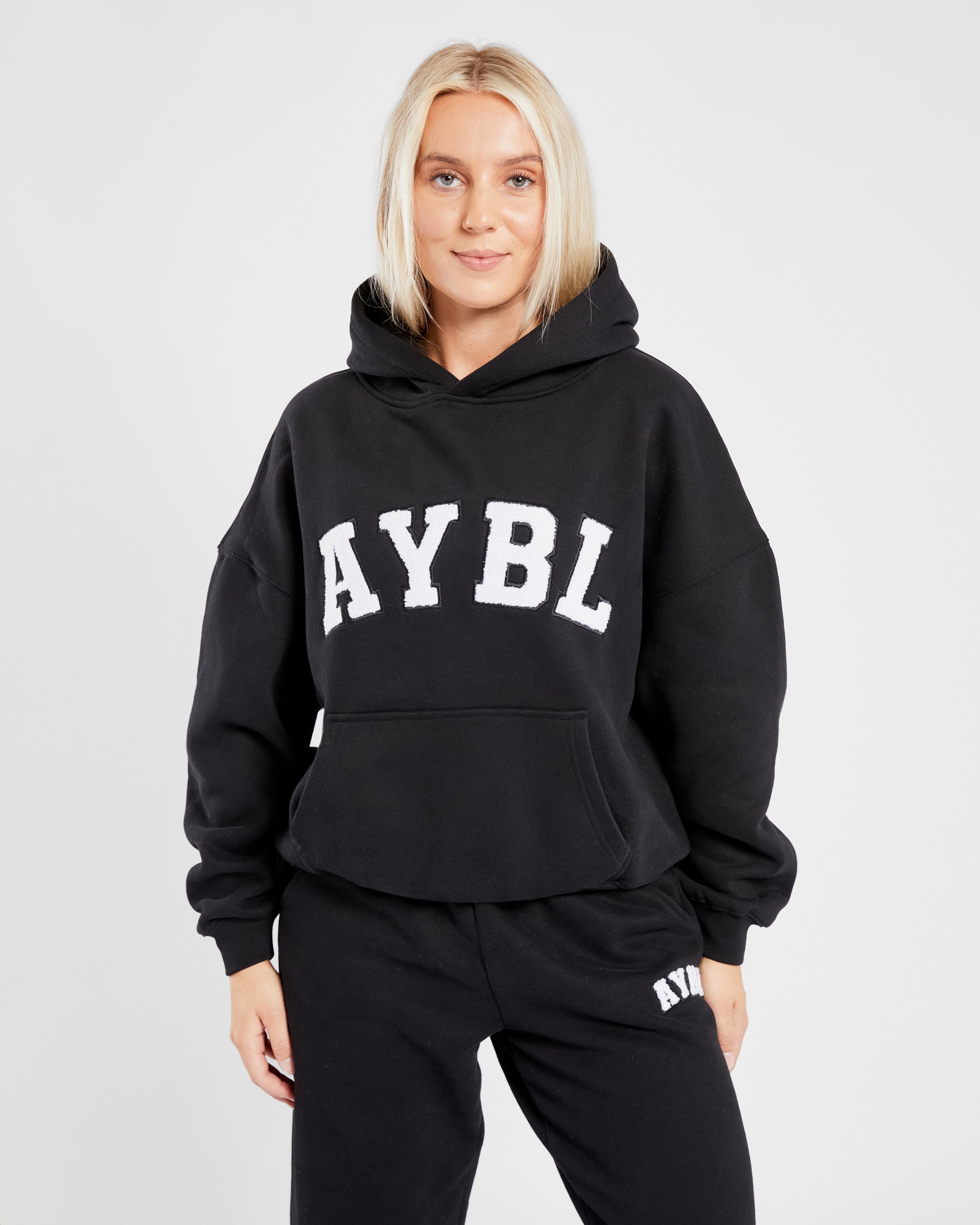 Varsity Oversized Hoodie - Black