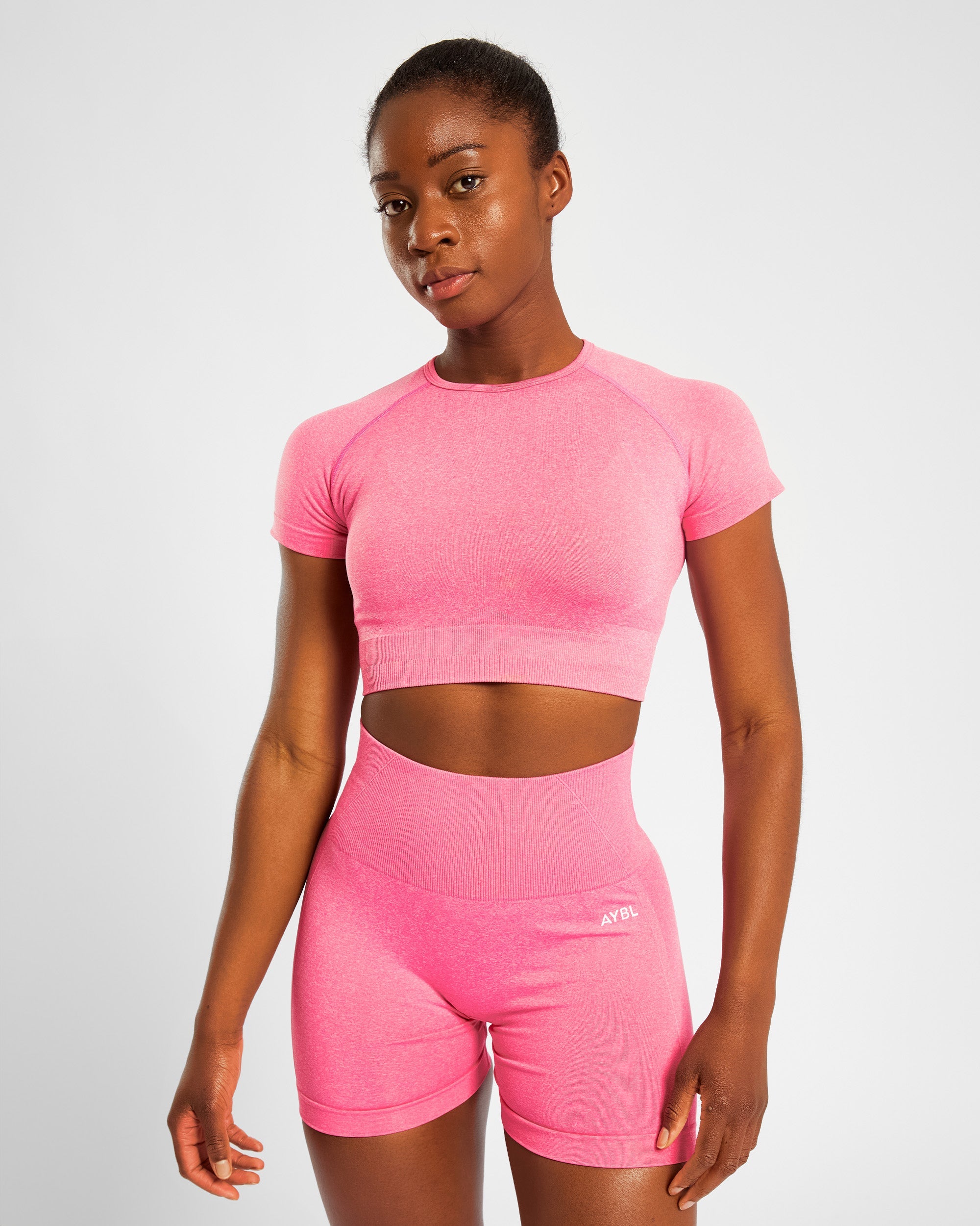 Empower Seamless Crop Top - Pink Marl