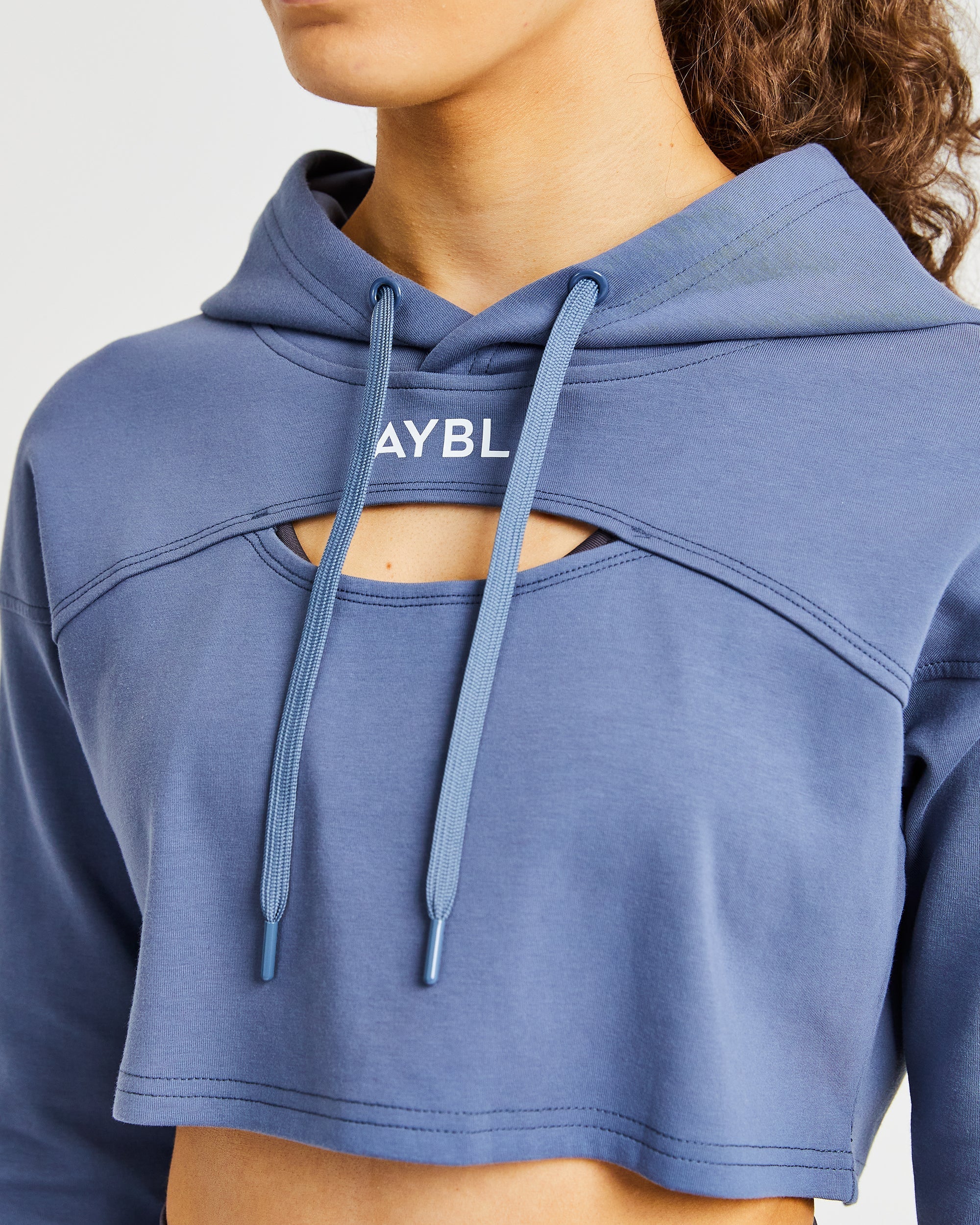 Everyday Cutout Crop Hoodie - Slate Blue