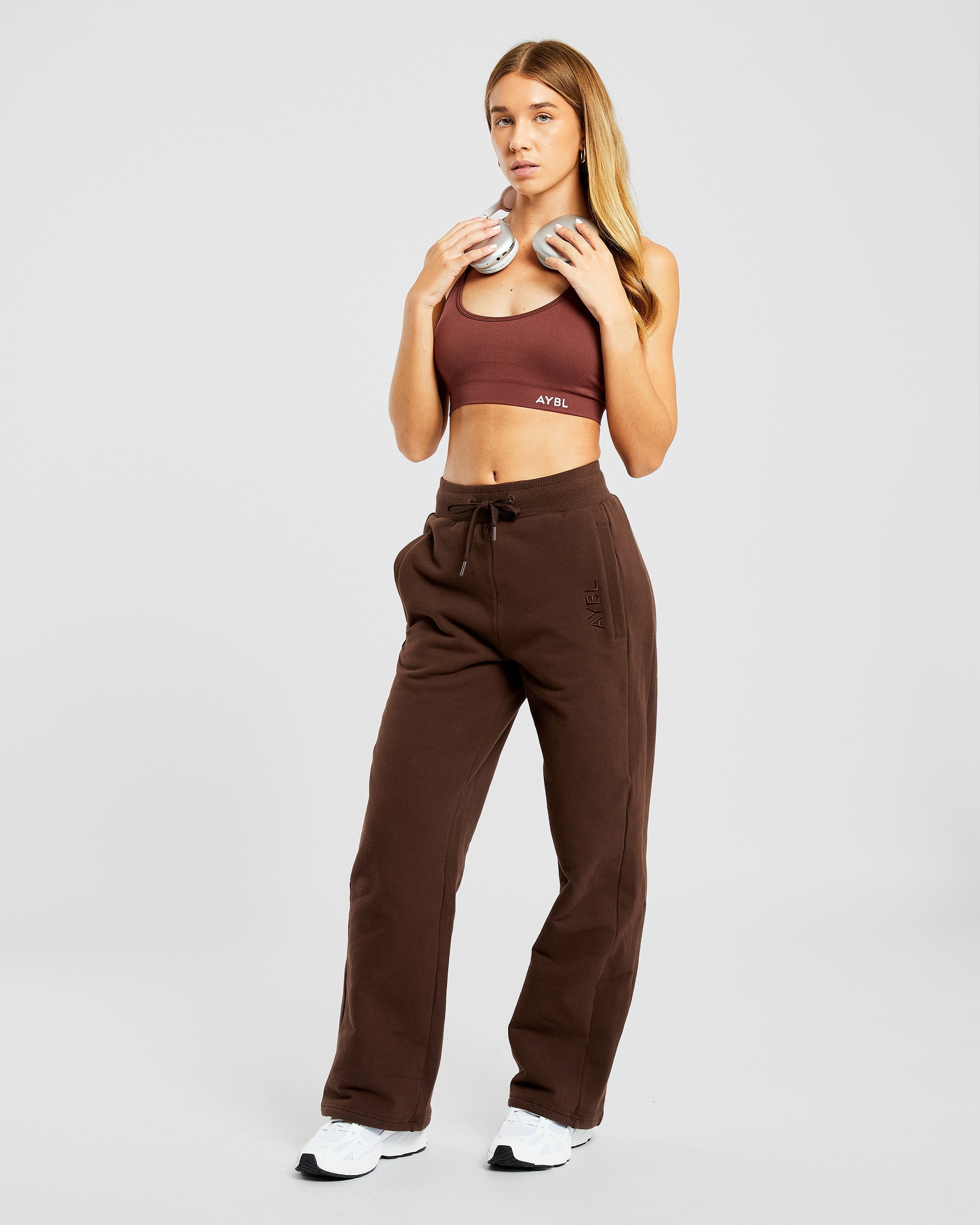 Everyday Relaxed Straight Leg Joggers - Brown