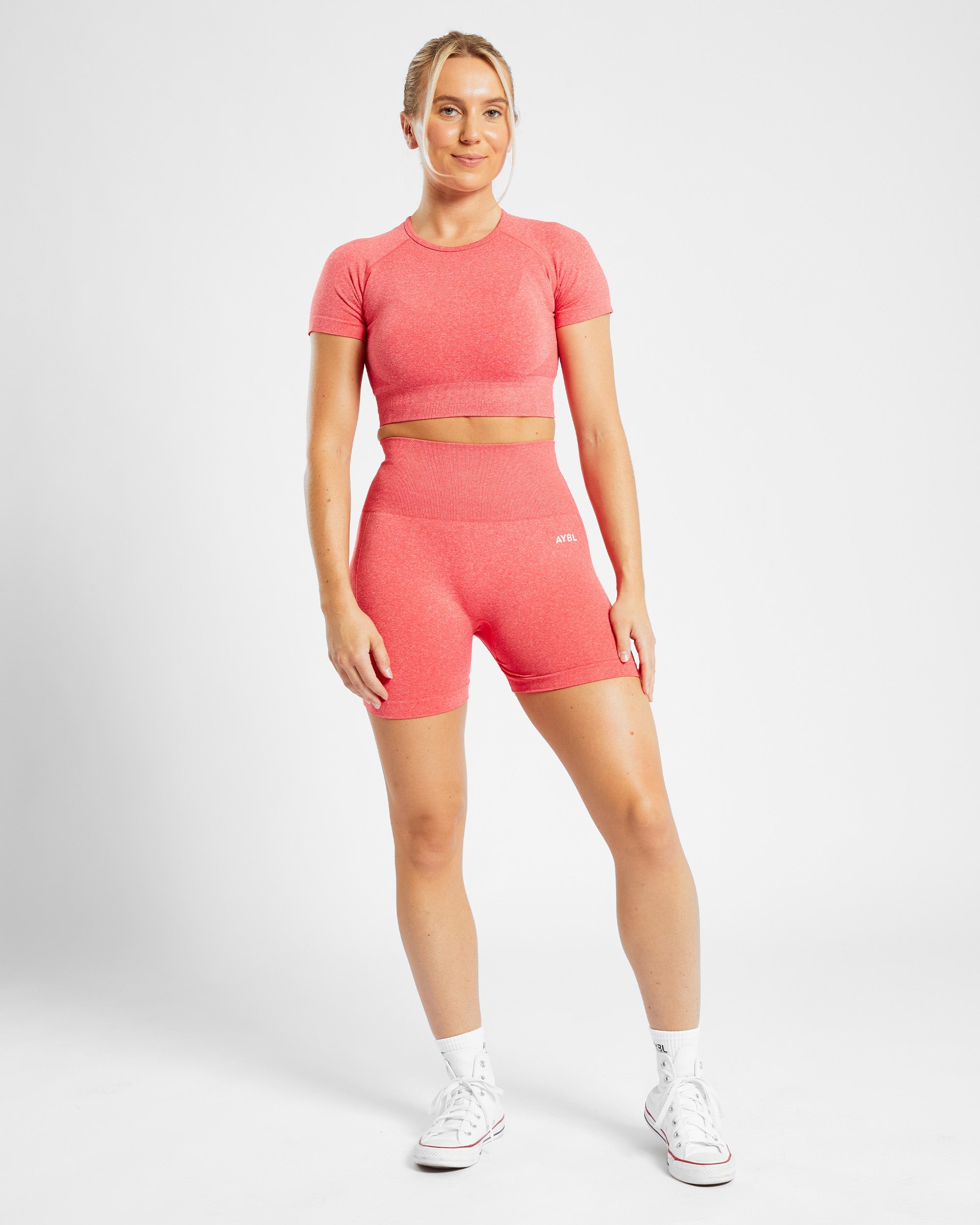 Empower Seamless Crop Top - Coral Red Marl