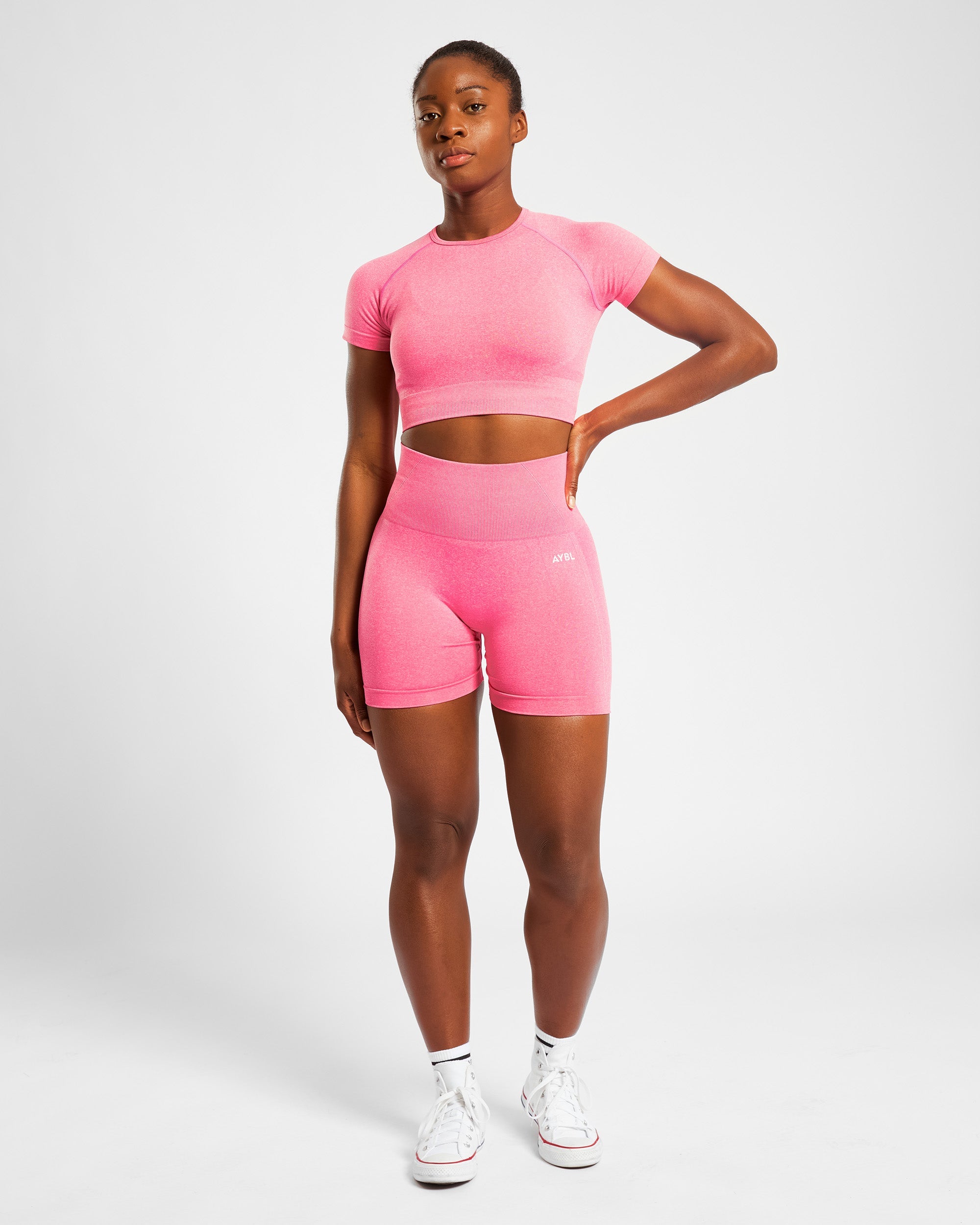 Empower Seamless Crop Top - Pink Marl